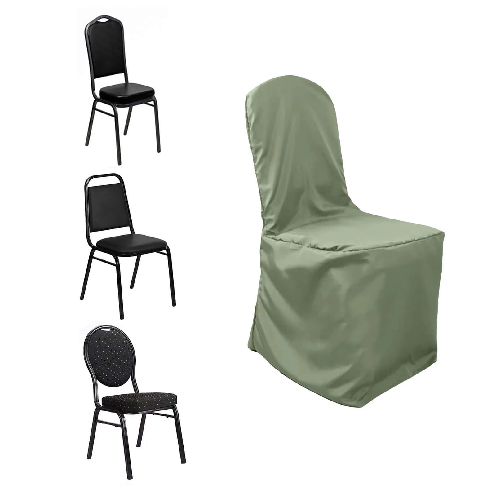 Polyester Banquet Chair Cover Dusty Sage Green - Reusable Stain-Resistant Slipcover - Image 5