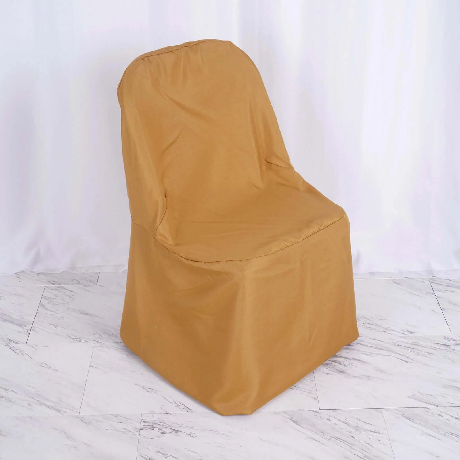 Polyester Banquet Chair Cover Gold - Reusable Stain-Resistant Slip-On Design - Image 2