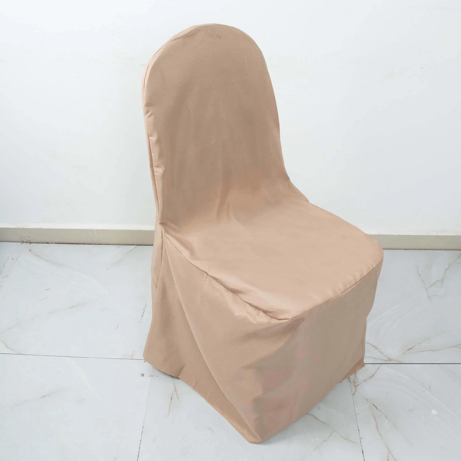 Polyester Banquet Chair Cover Nude - Reusable Stain-Resistant Slipcover - Image 8