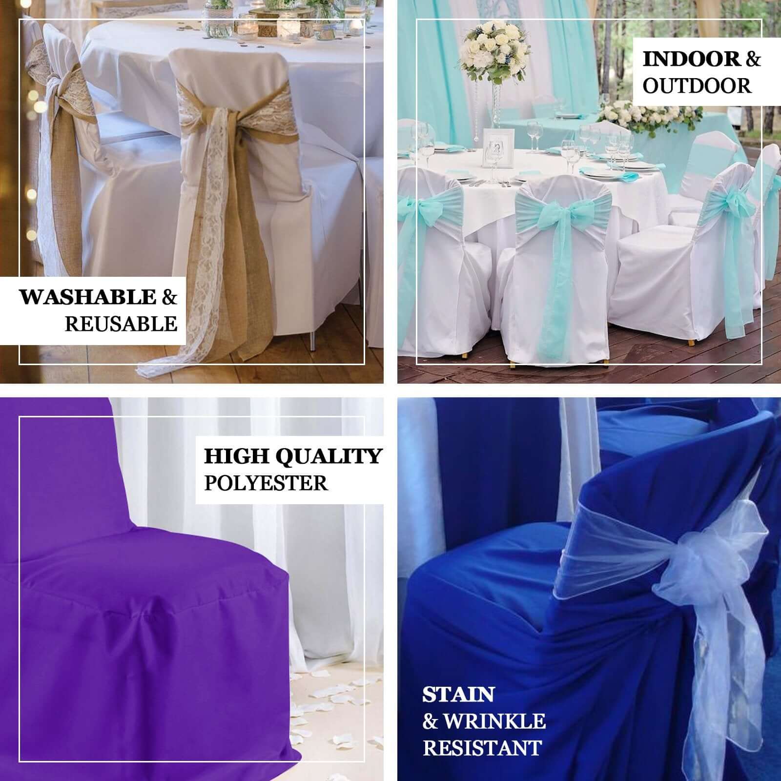 Polyester Banquet Chair Cover Royal Blue - Reusable Stain-Resistant Slipcover - Image 4