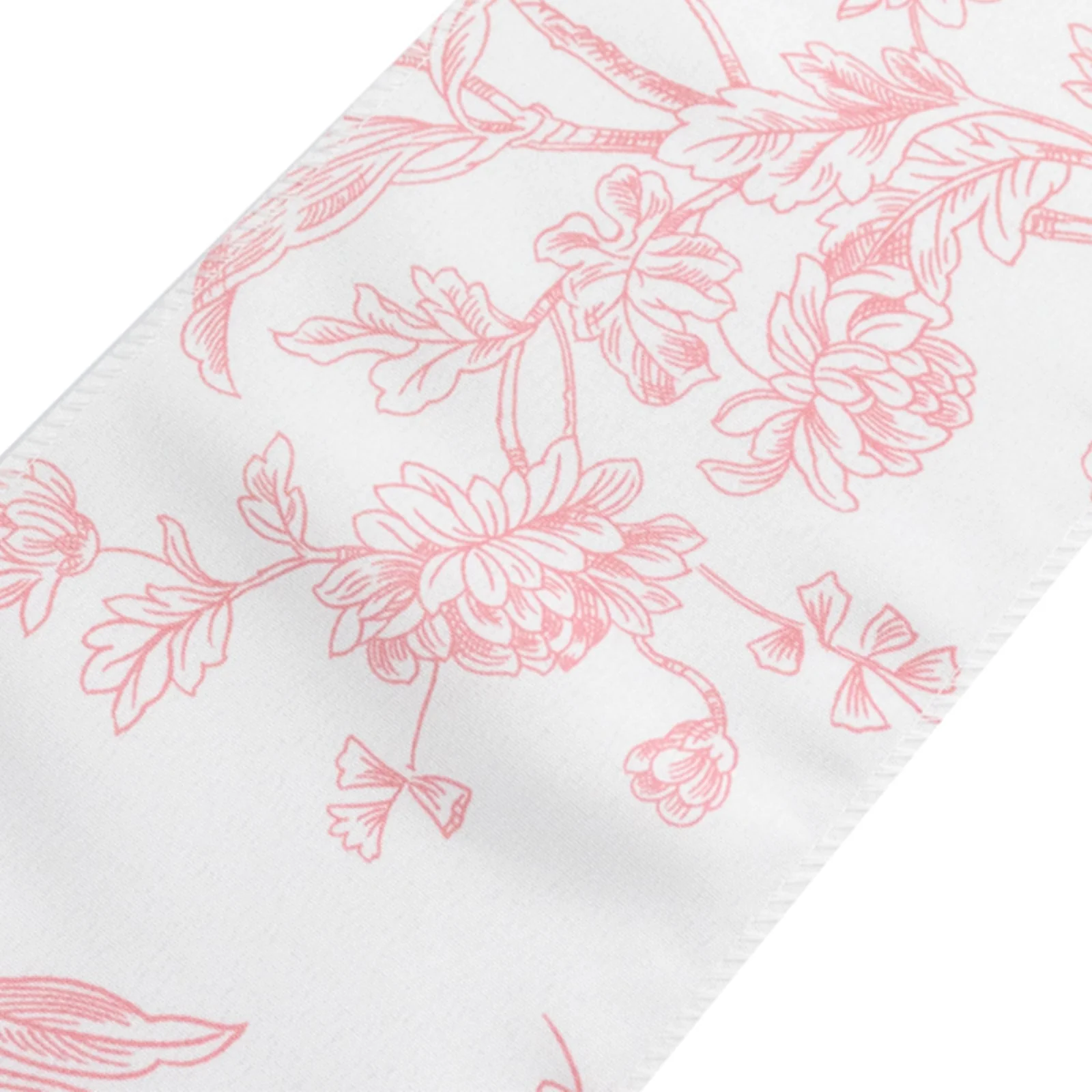 Polyester Chair Sashes 6"x108" White/Pink French Toile Floral Design - Durable & Reusable Chair Bows - Image 7