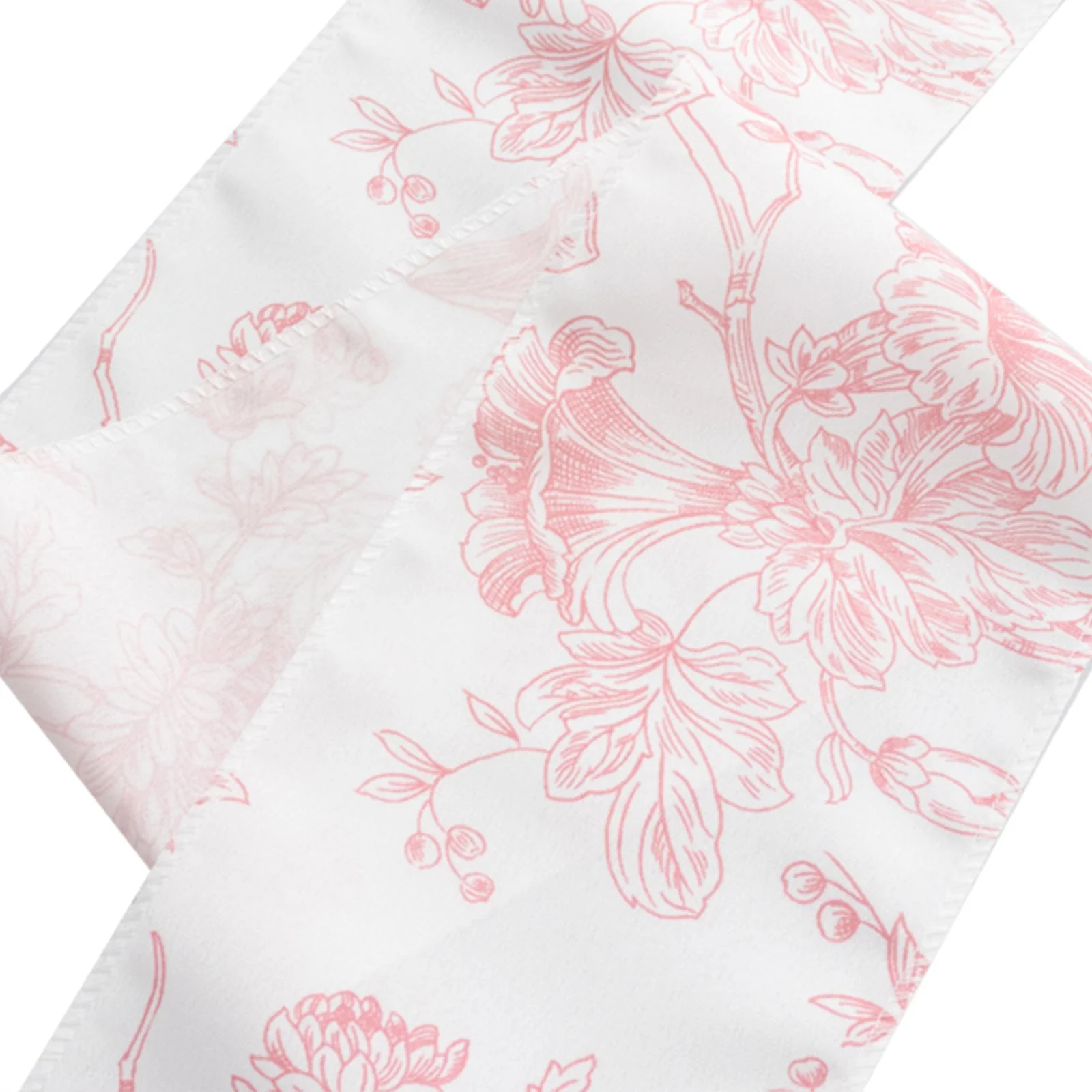 Polyester Chair Sashes 6"x108" White/Pink French Toile Floral Design - Durable & Reusable Chair Bows - Image 8