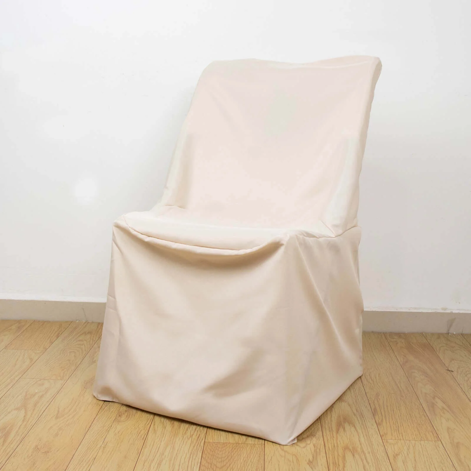 Polyester Folding Chair Cover Beige for Lifetime Chairs - Durable Reusable Slipcover - Image 2