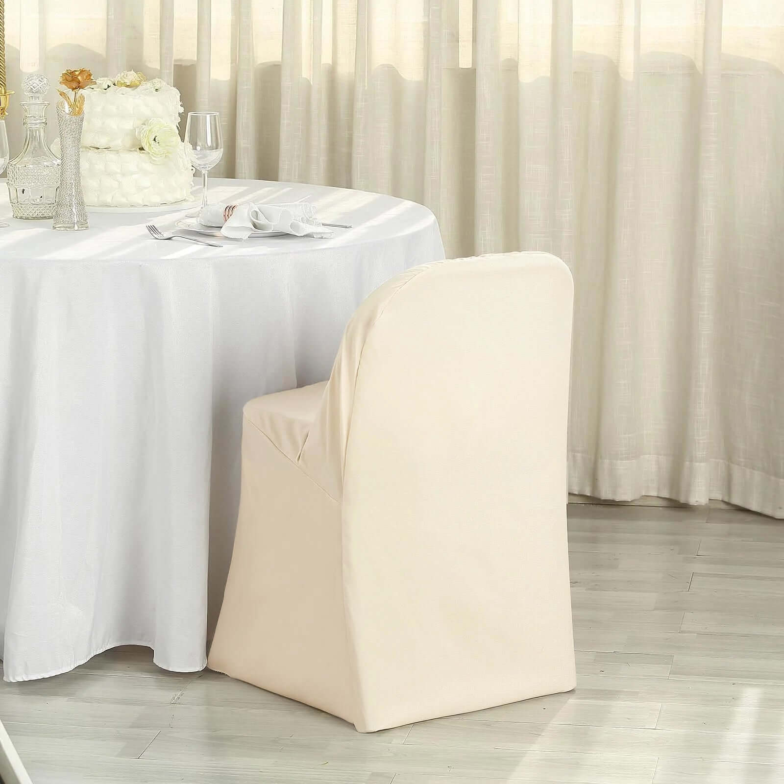 Polyester Folding Chair Cover Beige - Reusable Stain-Resistant Slipcover - Image 5