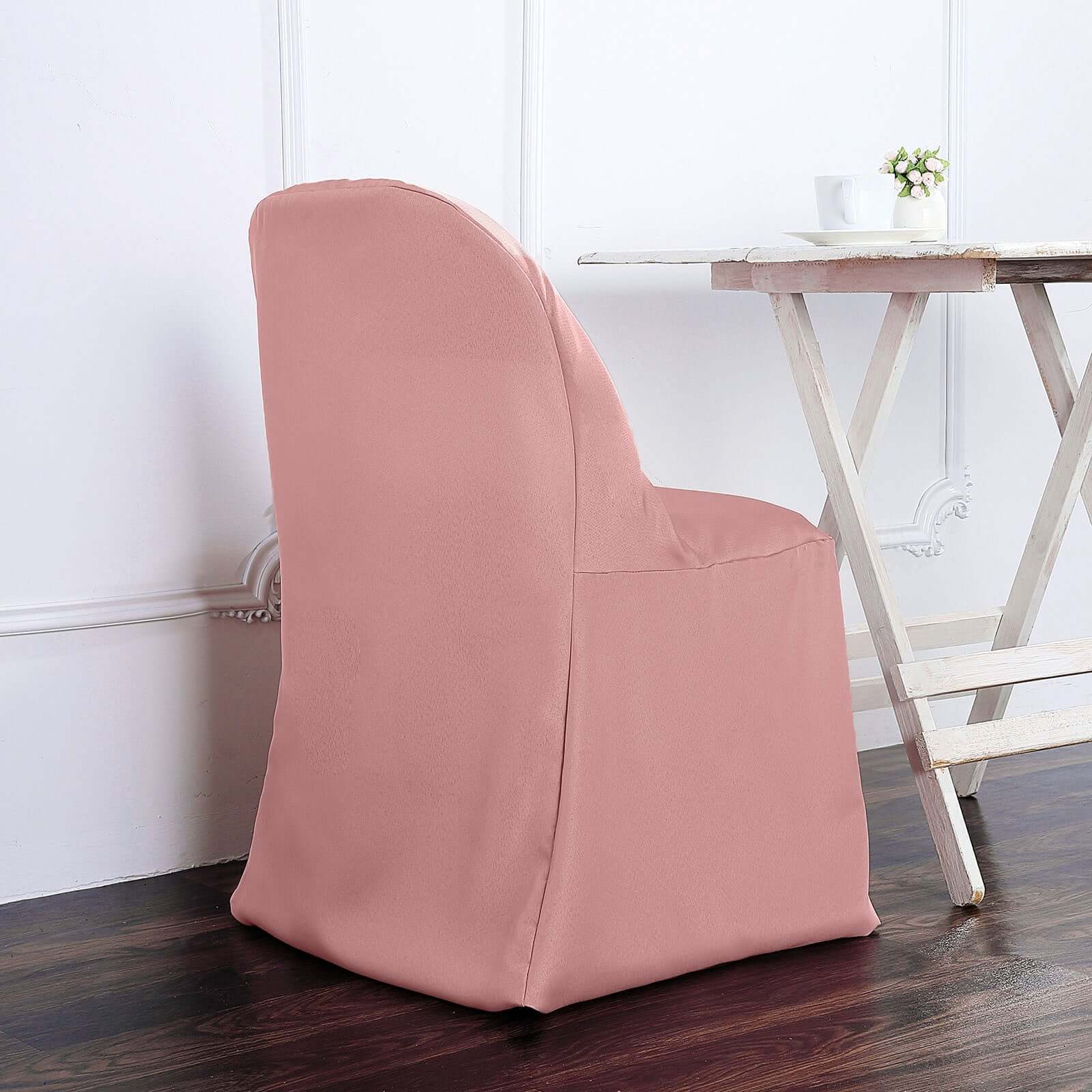 Polyester Folding Chair Cover Dusty Rose - Reusable Stain-Resistant Slipcover - Image 2