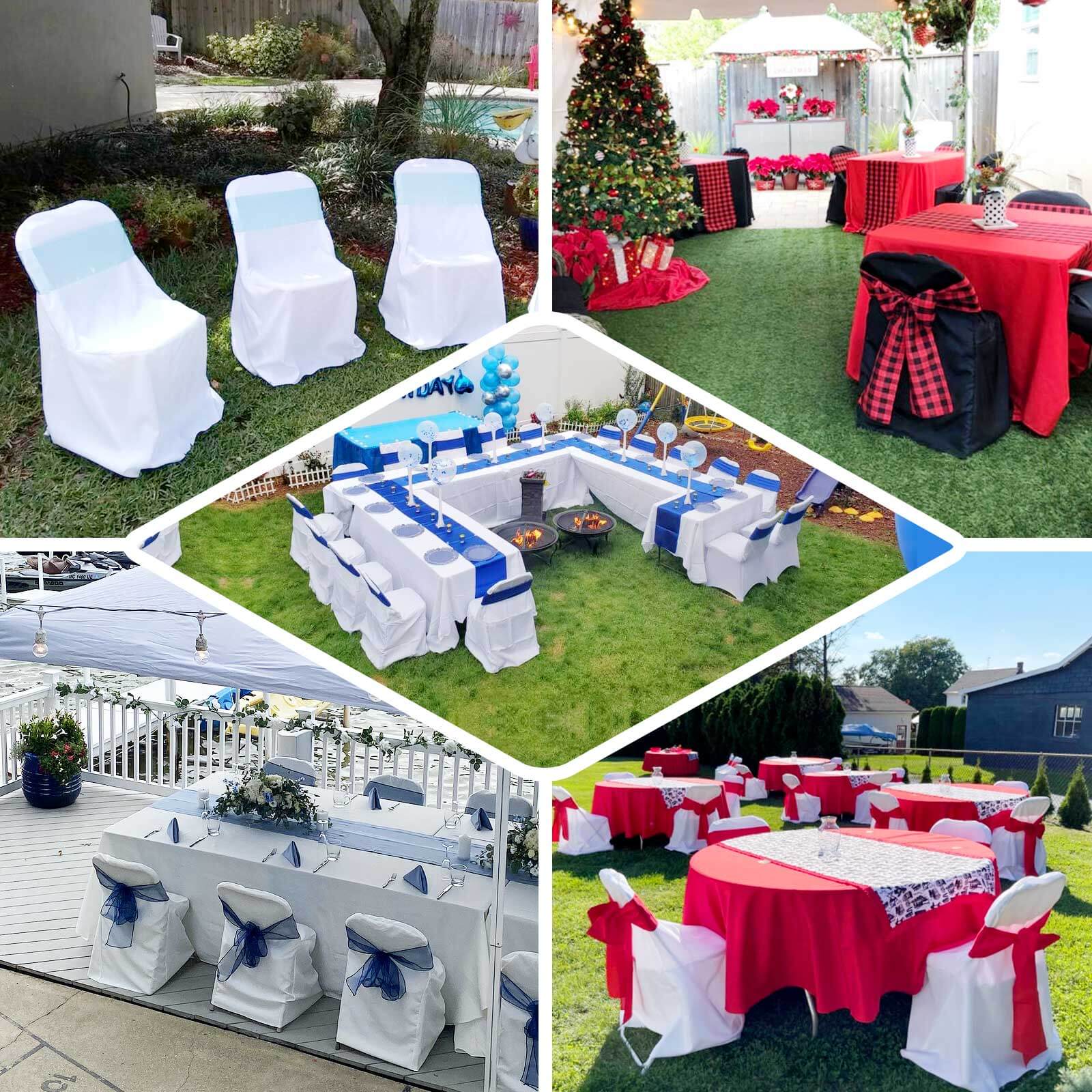 Polyester Folding Chair Cover Gold - Reusable Stain-Resistant Slip-On Design for Events - Image 4