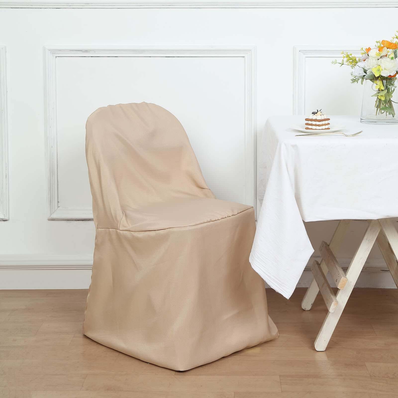 Polyester Folding Chair Cover Nude - Reusable Stain-Resistant Slipcover - Image 6