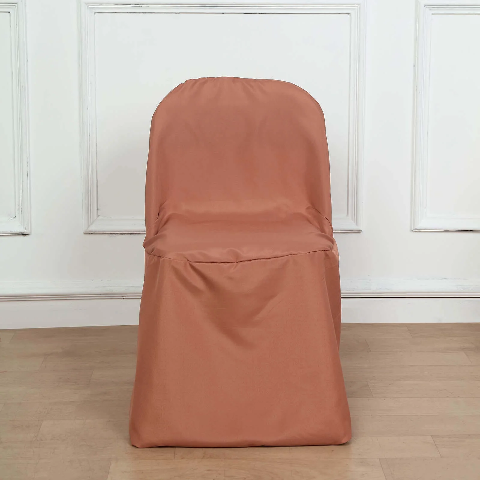 Polyester Folding Chair Cover Terracotta (Rust) - Reusable Stain-Resistant Slipcover