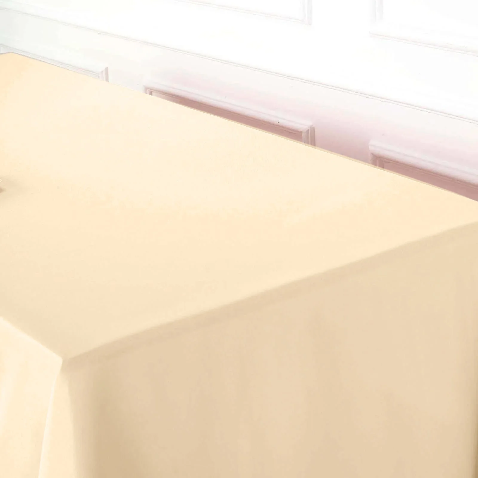 Polyester Rectangle Tablecloth 60"x102" Beige - Wrinkle-Resistant Finish - Image 3