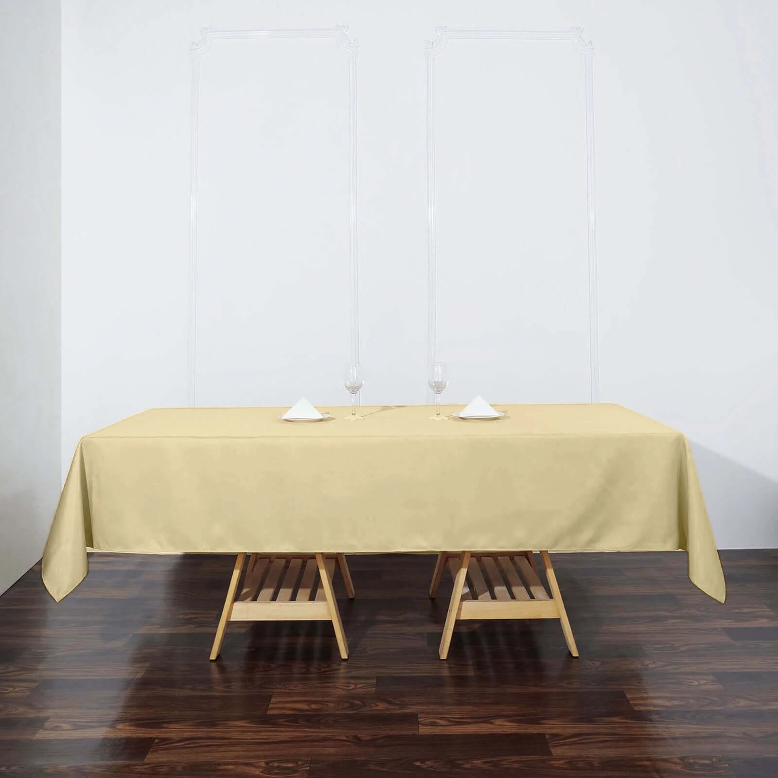 Polyester Rectangle Tablecloth 60"x102" Champagne - Wrinkle-Resistant Finish