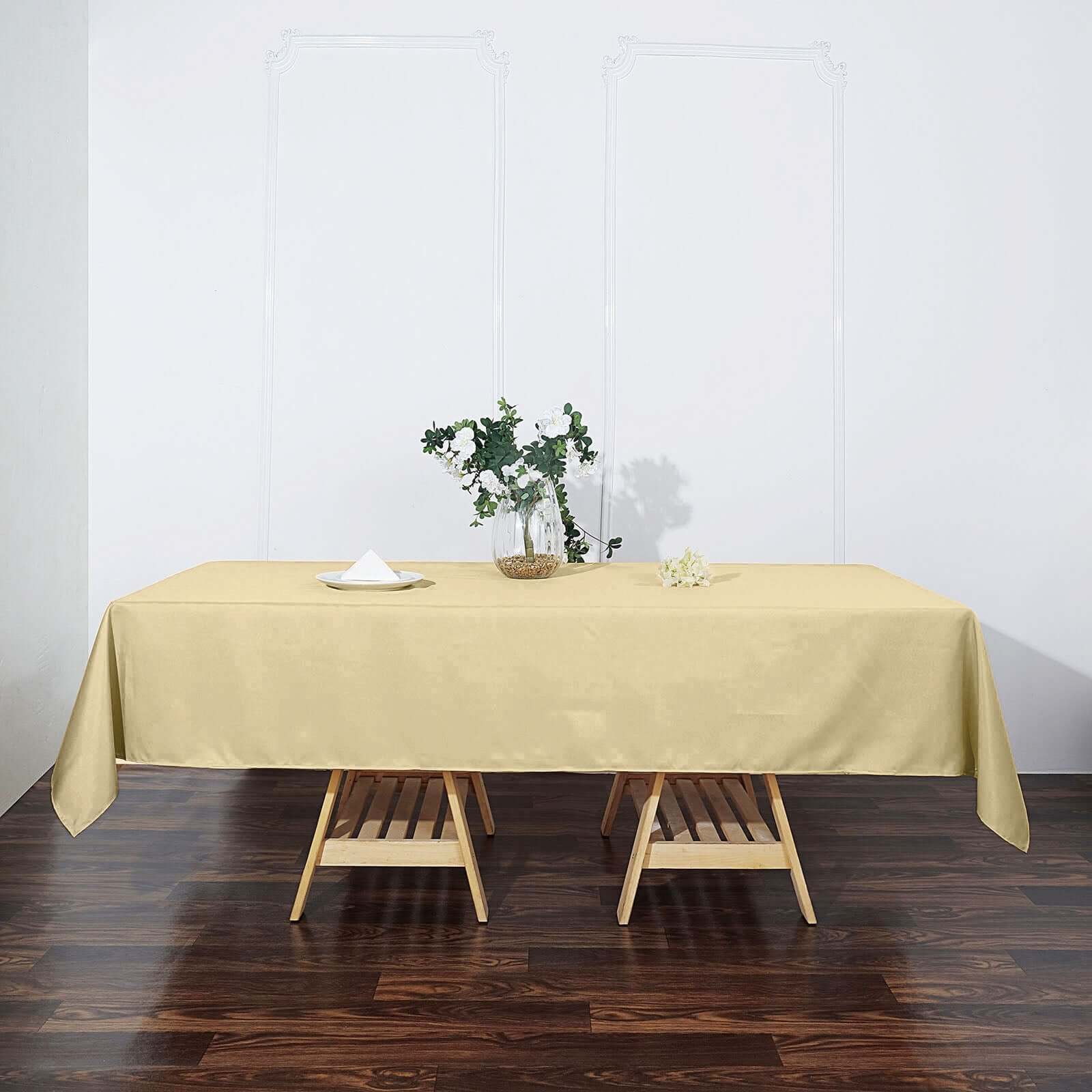 Polyester Rectangle Tablecloth 60"x102" Champagne - Wrinkle-Resistant Finish - Image 6