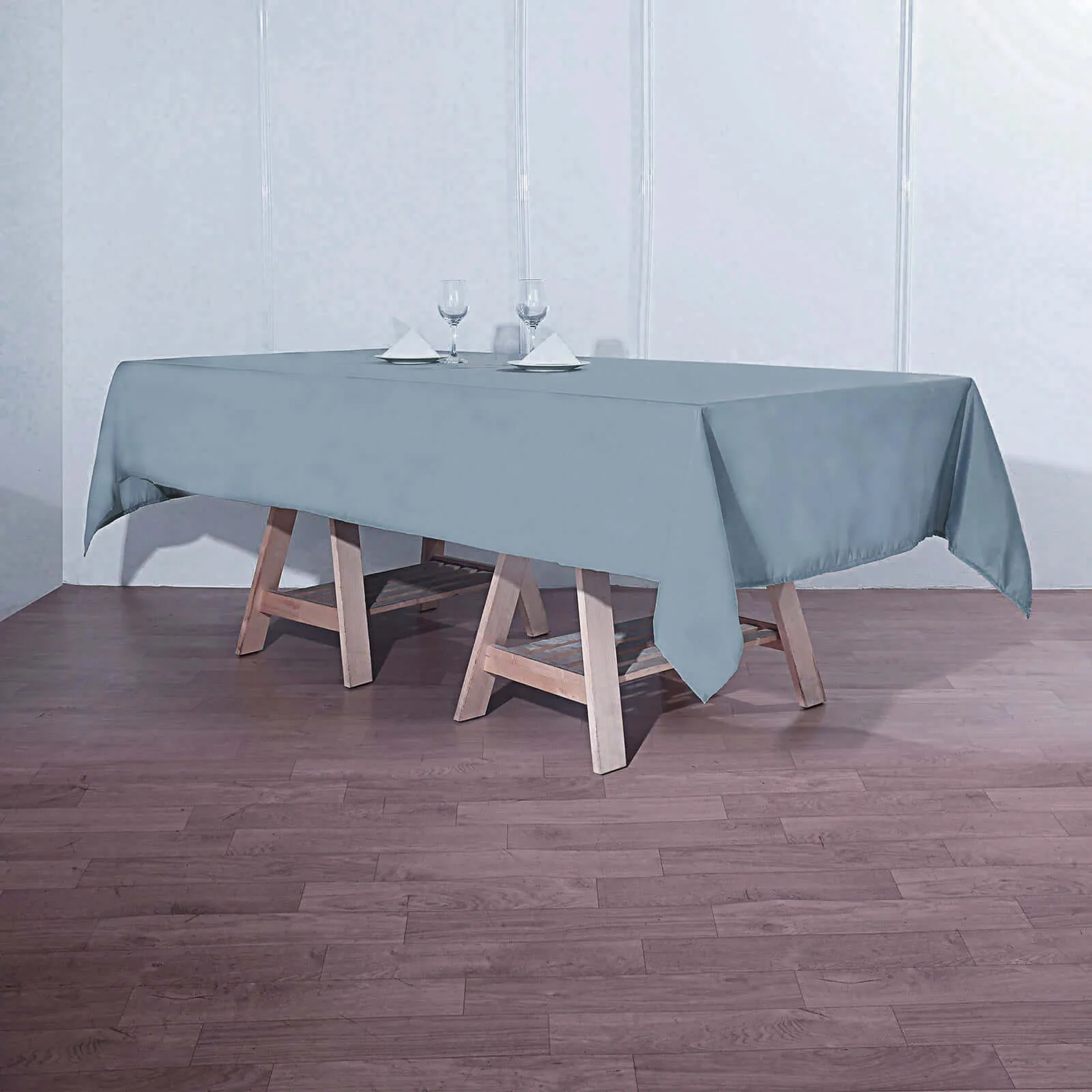 Polyester Rectangle Tablecloth 60"x102" Dusty Blue - Wrinkle-Resistant Finish - Image 2