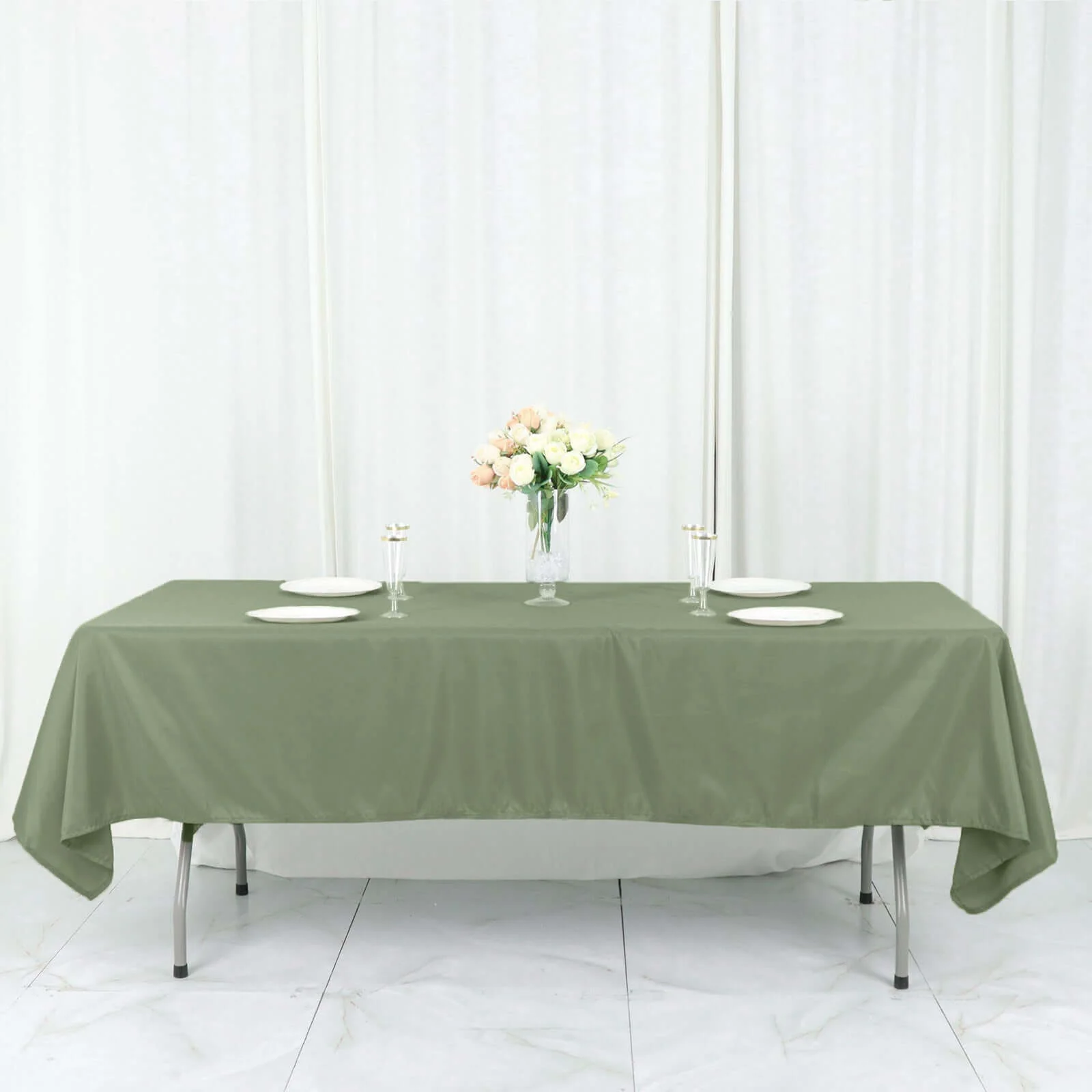 Polyester Rectangle Tablecloth 60"x102" Dusty Sage Green - Wrinkle-Resistant Finish