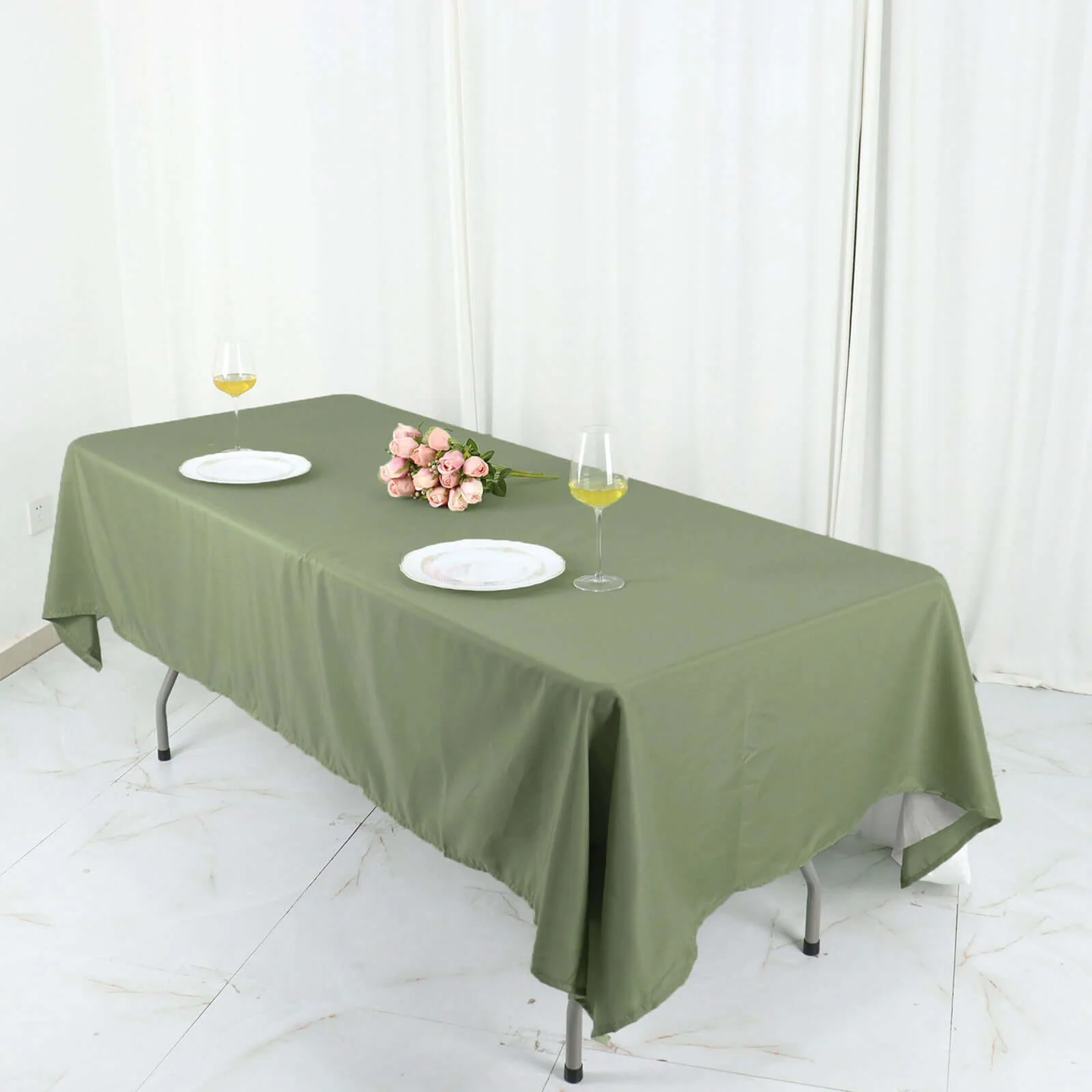 Polyester Rectangle Tablecloth 60"x102" Dusty Sage Green - Wrinkle-Resistant Finish - Image 3