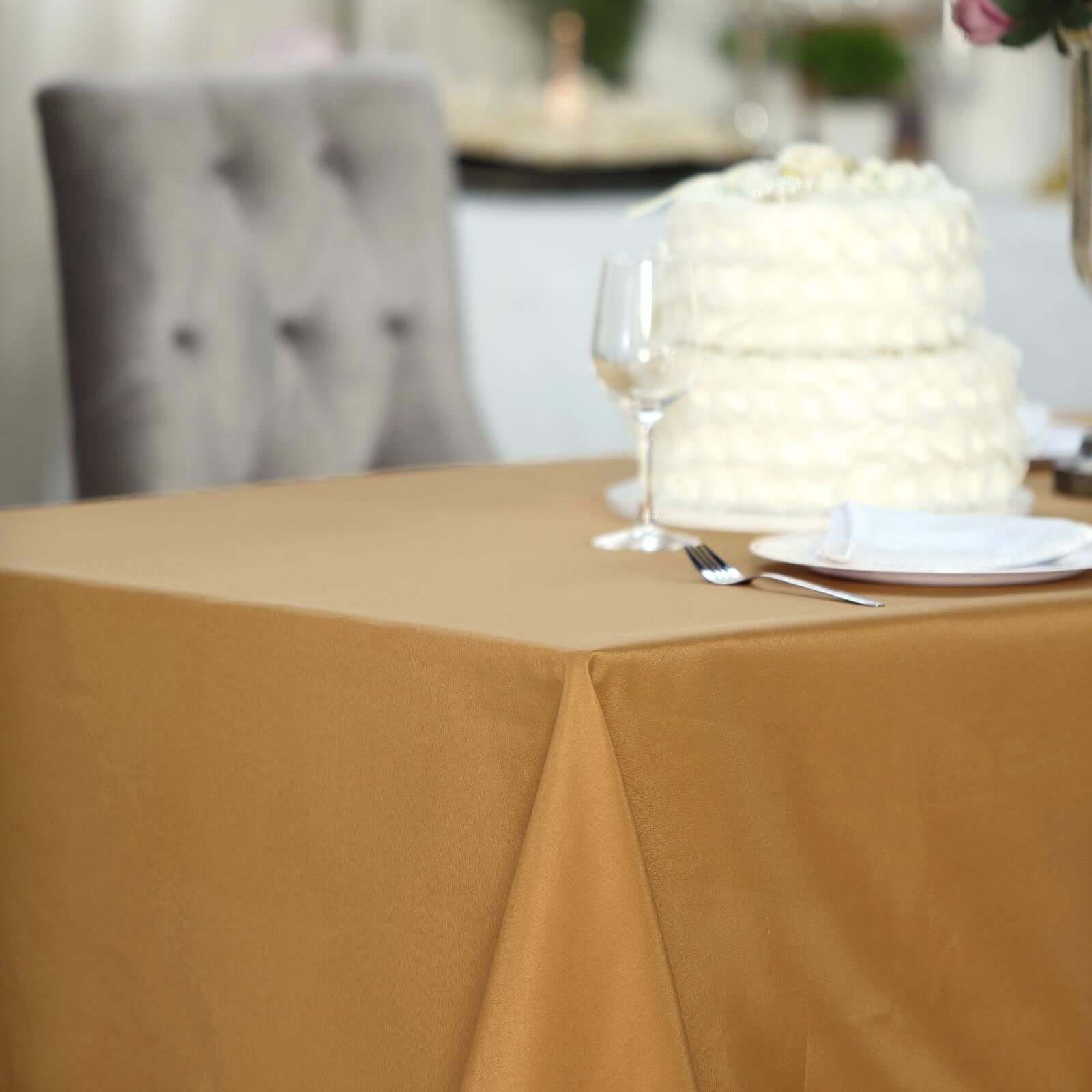 Polyester Rectangle Tablecloth 60"x102" Gold with Wrinkle-Resistant Finish - Ideal for Parties - Image 3
