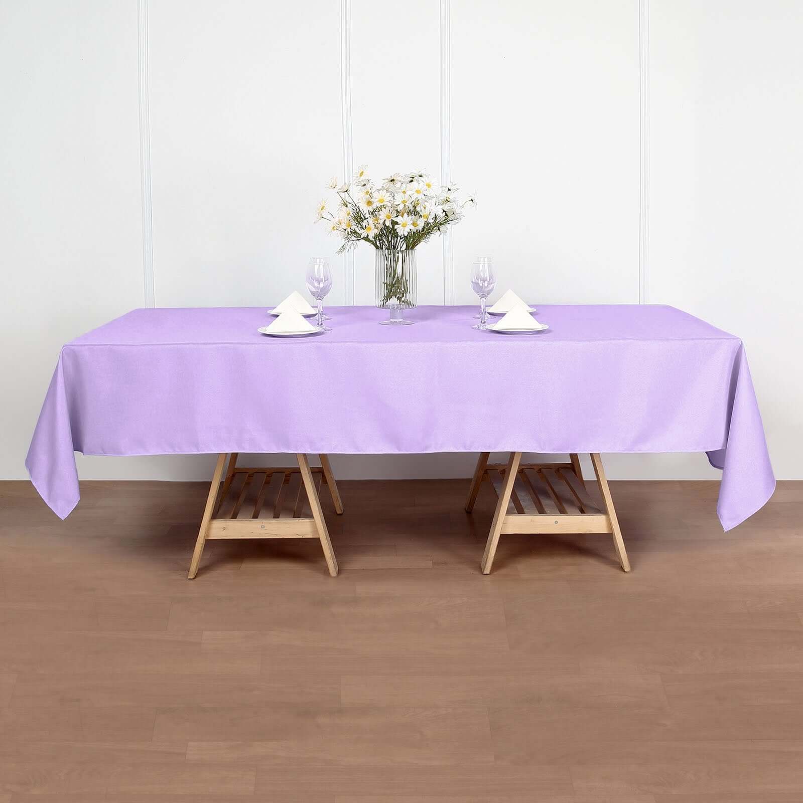 Polyester Rectangle Tablecloth 60"x102" Lavender Lilac - Wrinkle-Resistant Finish - Image 3