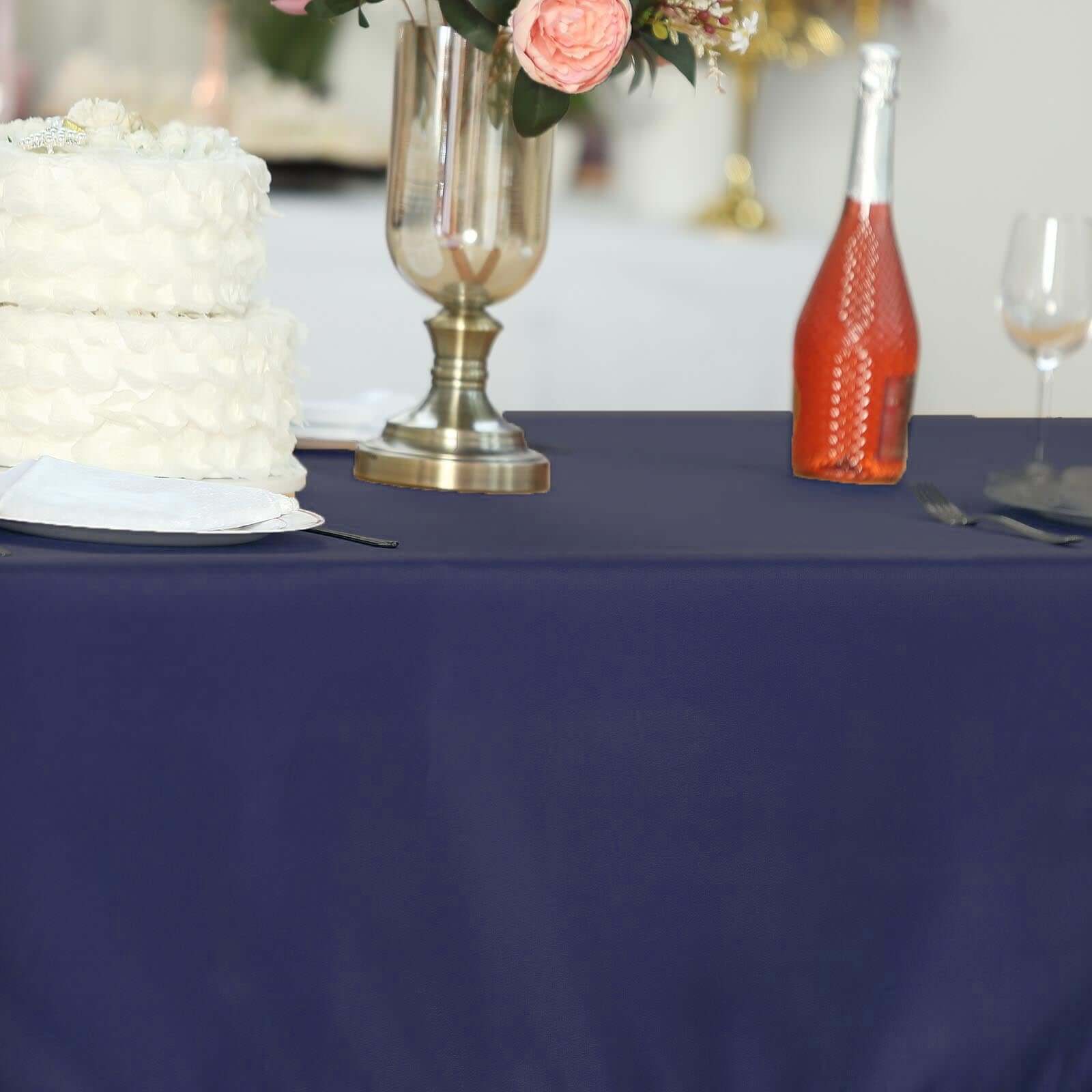 Polyester Rectangle Tablecloth 60"x102" Navy Blue - Wrinkle-Resistant Finish - Image 2