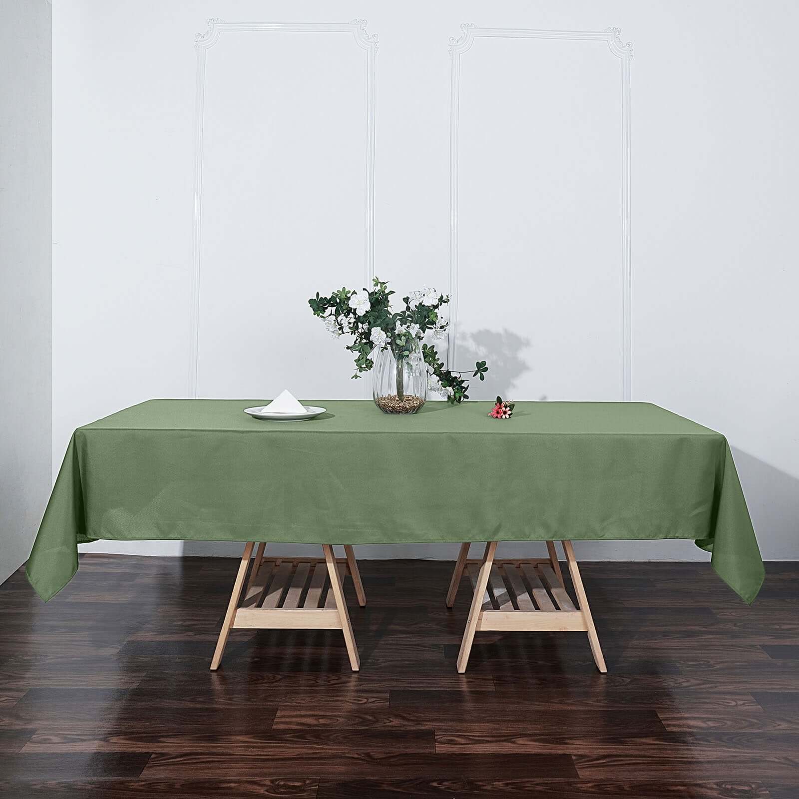 Polyester Rectangle Tablecloth 60"x102" Olive Green - Wrinkle-Resistant Finish - Image 2
