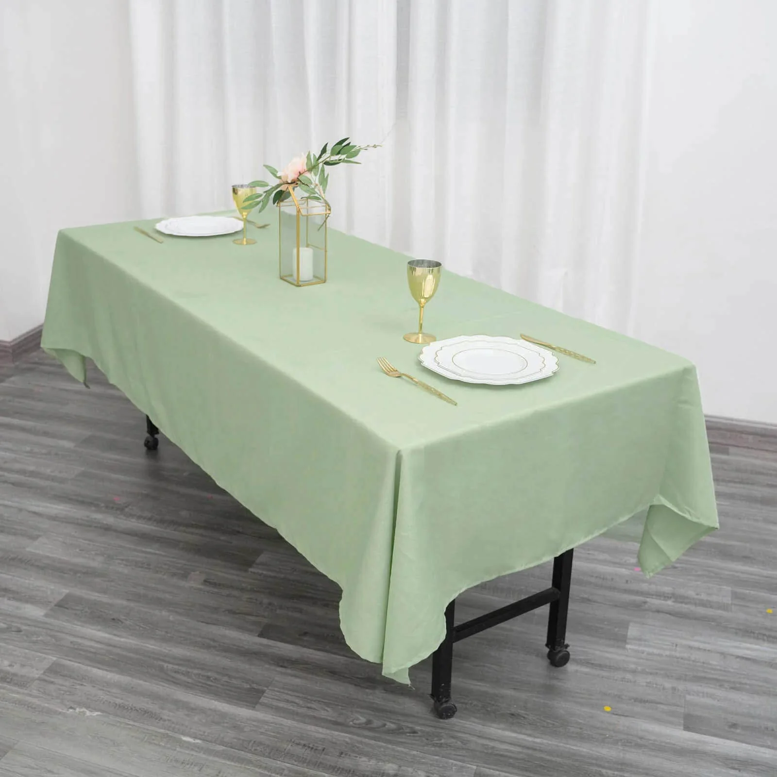 Polyester Rectangle Tablecloth 60"x102" Sage Green - Wrinkle-Resistant Finish - Image 3