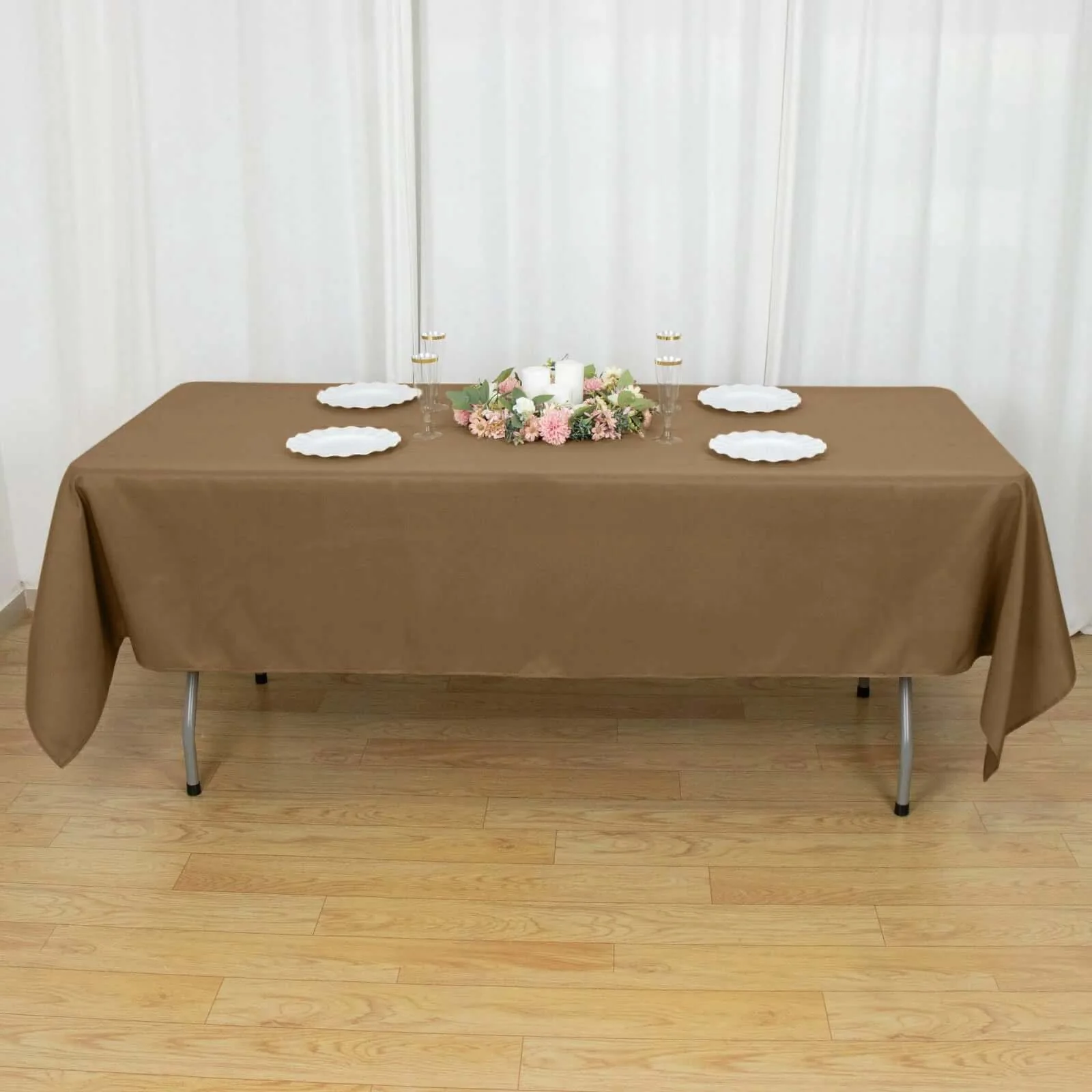 Polyester Rectangle Tablecloth 60"x102" Taupe - Wrinkle-Resistant Finish - Image 6