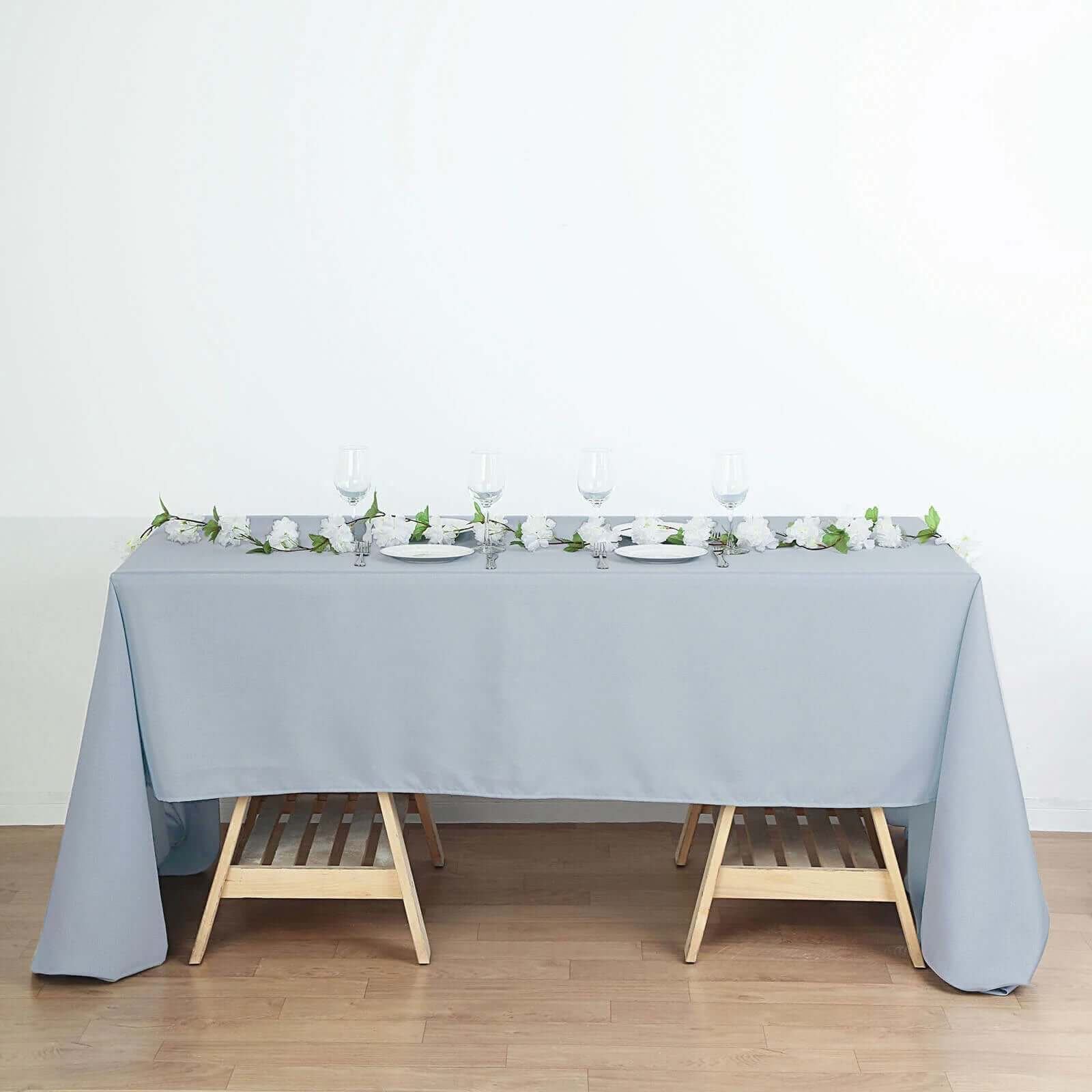 Polyester Rectangle Tablecloth 60"x126" Dusty Blue - Durable & Wrinkle-Resistant Table Cover - Image 2