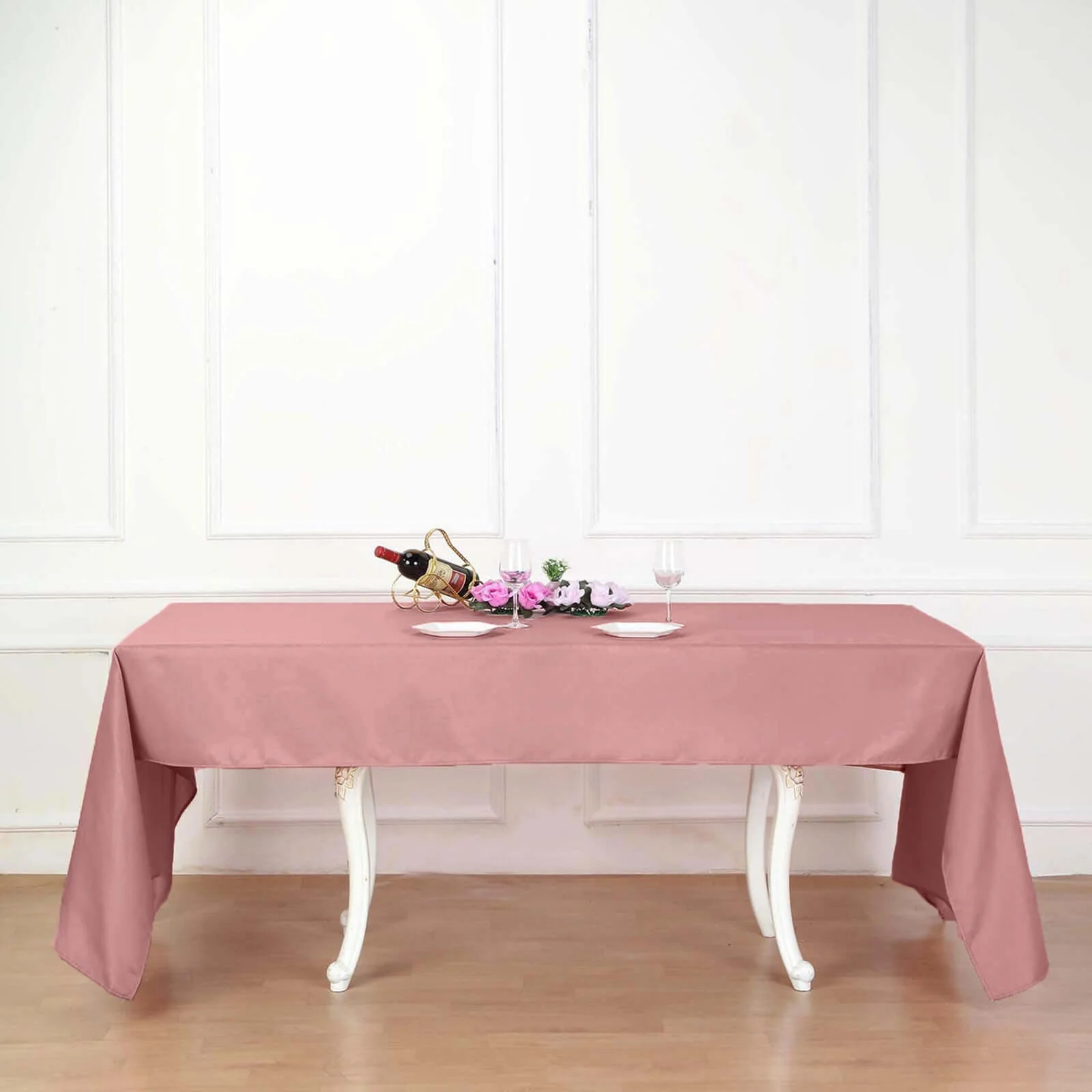 Polyester Rectangle Tablecloth 60"x126" Dusty Rose - Durable & Wrinkle-Resistant Table Cover - Image 8