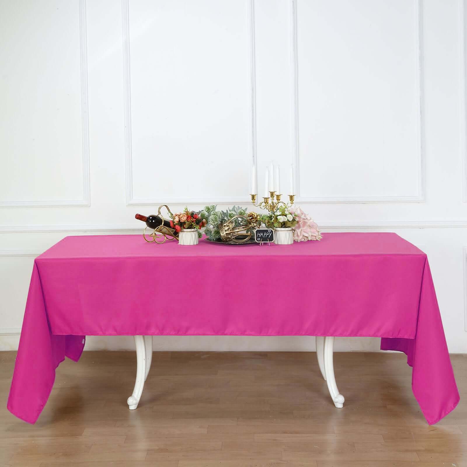 Polyester Rectangle Tablecloth 60"x126" Fuchsia - Durable & Wrinkle-Resistant Table Cover - Image 2