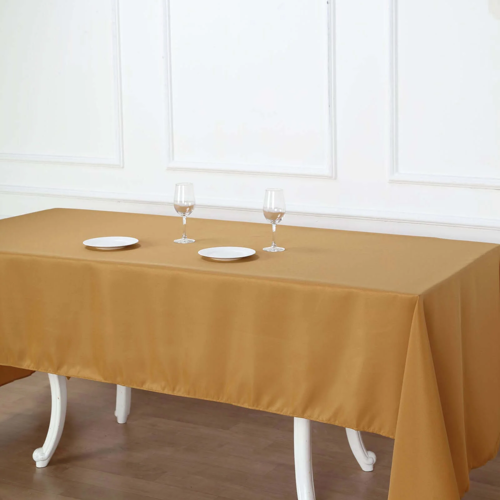 Polyester Rectangle Tablecloth 60"x126" Gold - Durable and Wrinkle-Resistant Table Cover for Weddings & Events - Image 2