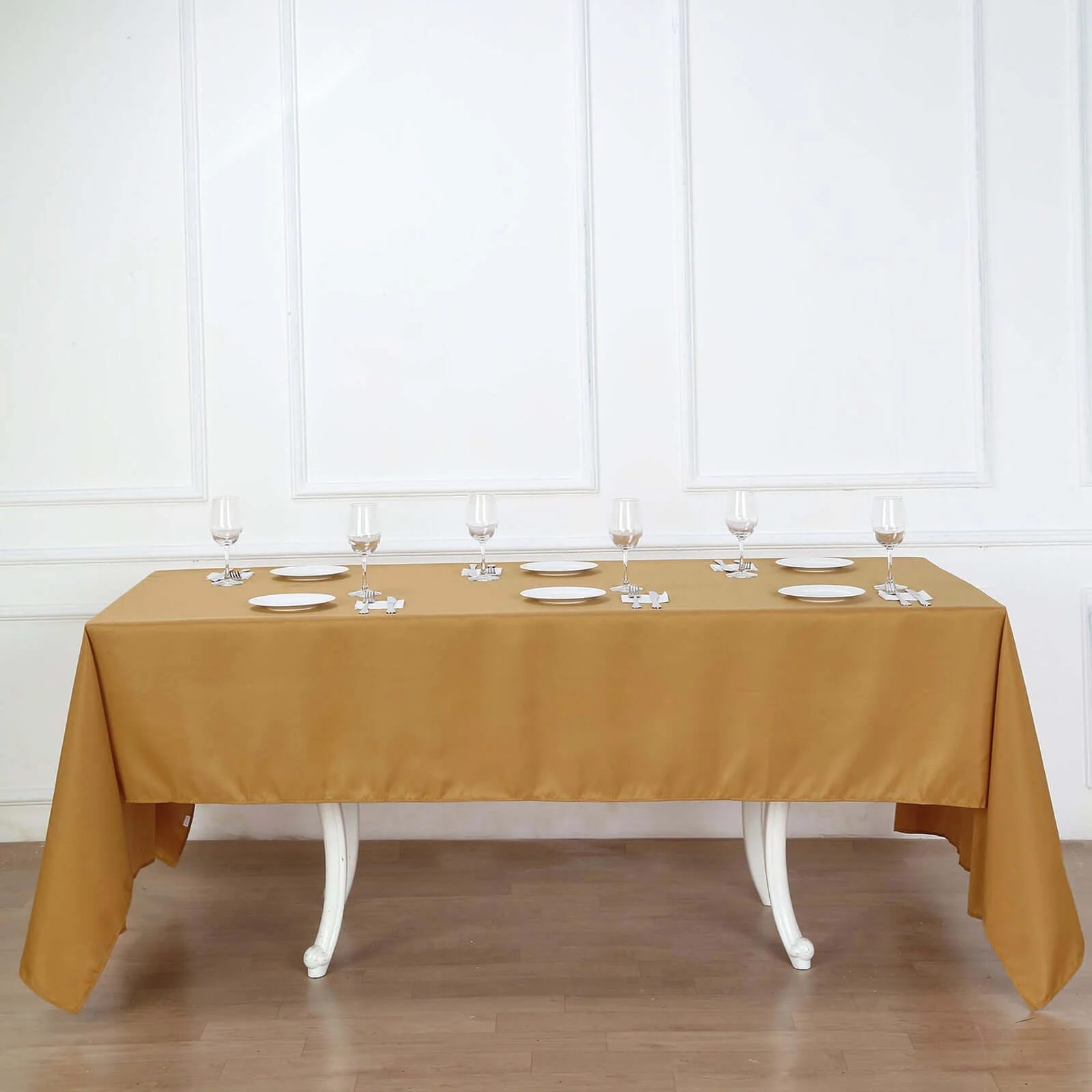 Polyester Rectangle Tablecloth 60"x126" Gold - Durable and Wrinkle-Resistant Table Cover for Weddings & Events - Image 5
