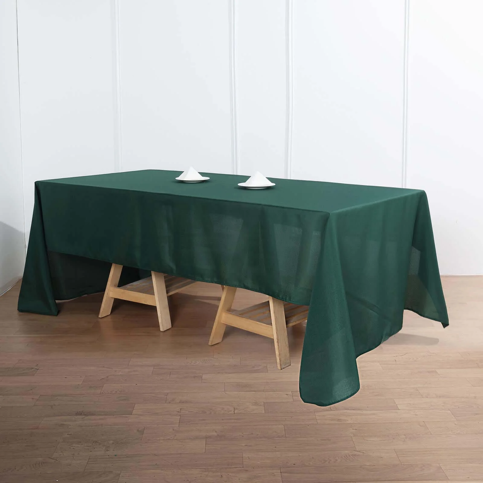 Polyester Rectangle Tablecloth 60"x126" Hunter Emerald Green - Durable & Wrinkle-Resistant Table Cover - Image 2
