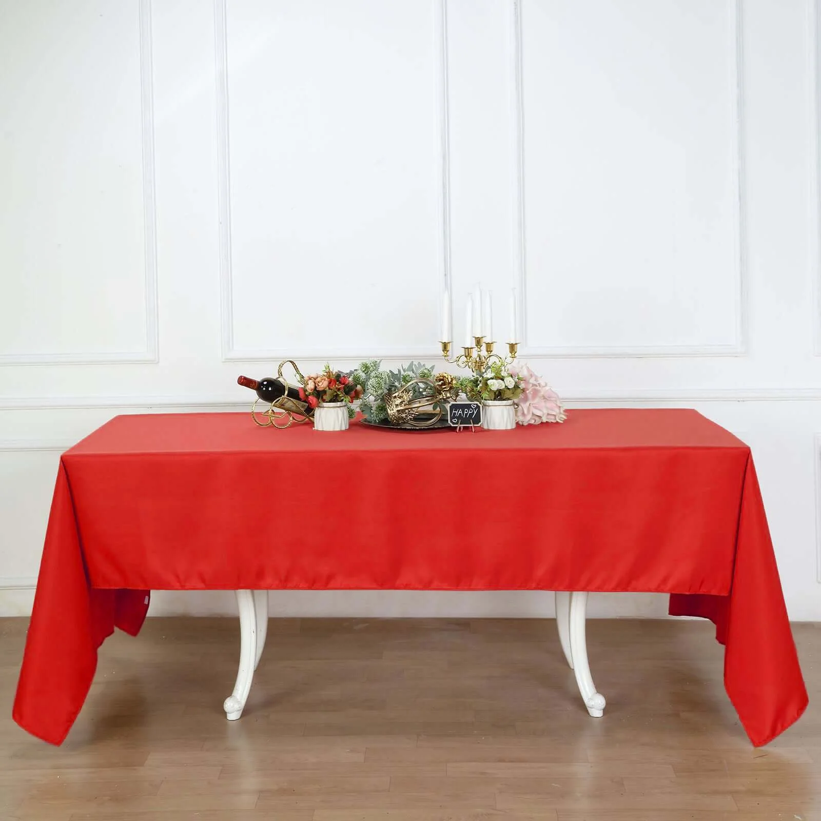 Polyester Rectangle Tablecloth 60"x126" Red - Durable & Wrinkle-Resistant Table Cover - Image 2