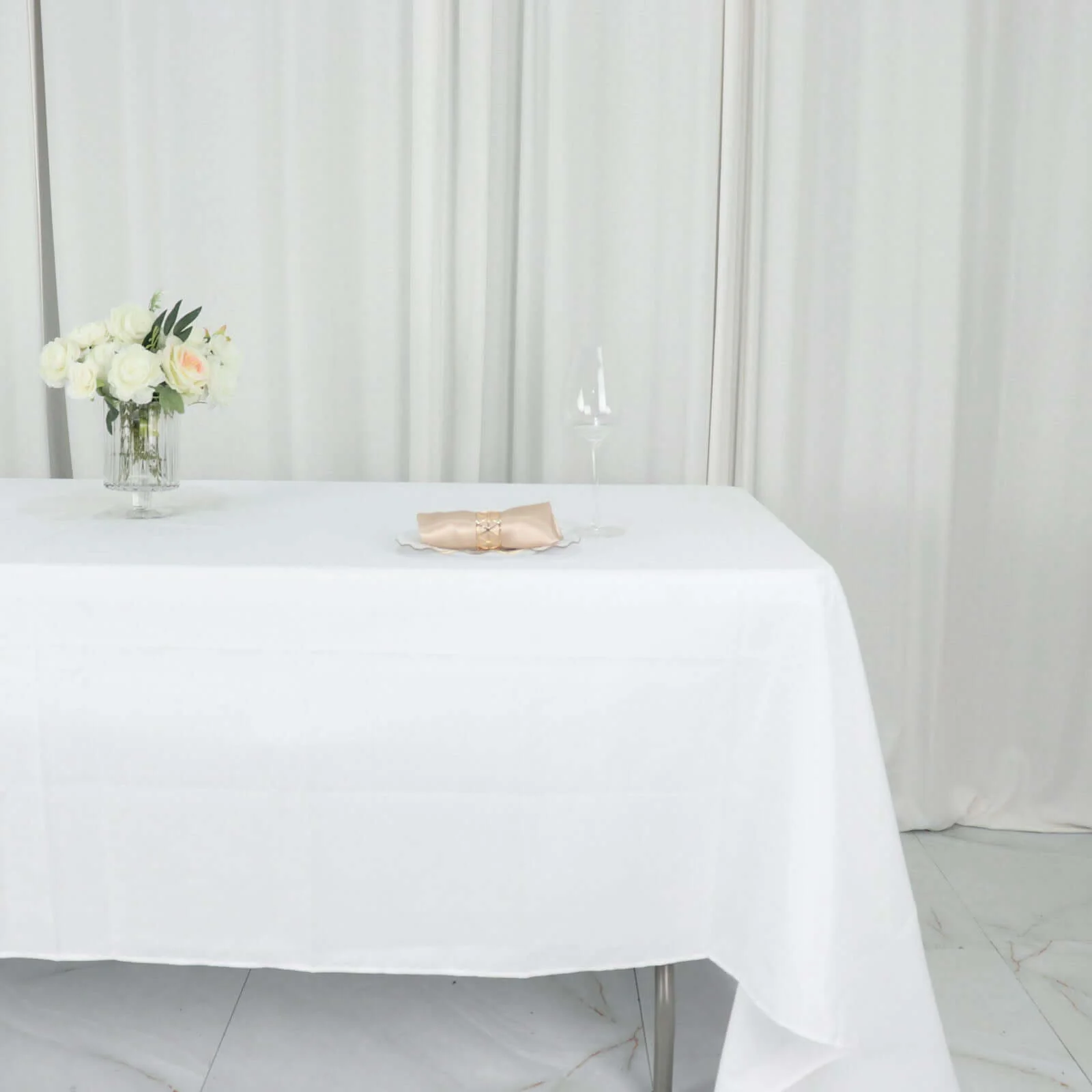 Polyester Rectangle Tablecloth 60"x126" White - Durable and Wrinkle-Resistant Table Cover for Weddings & Events - Image 5