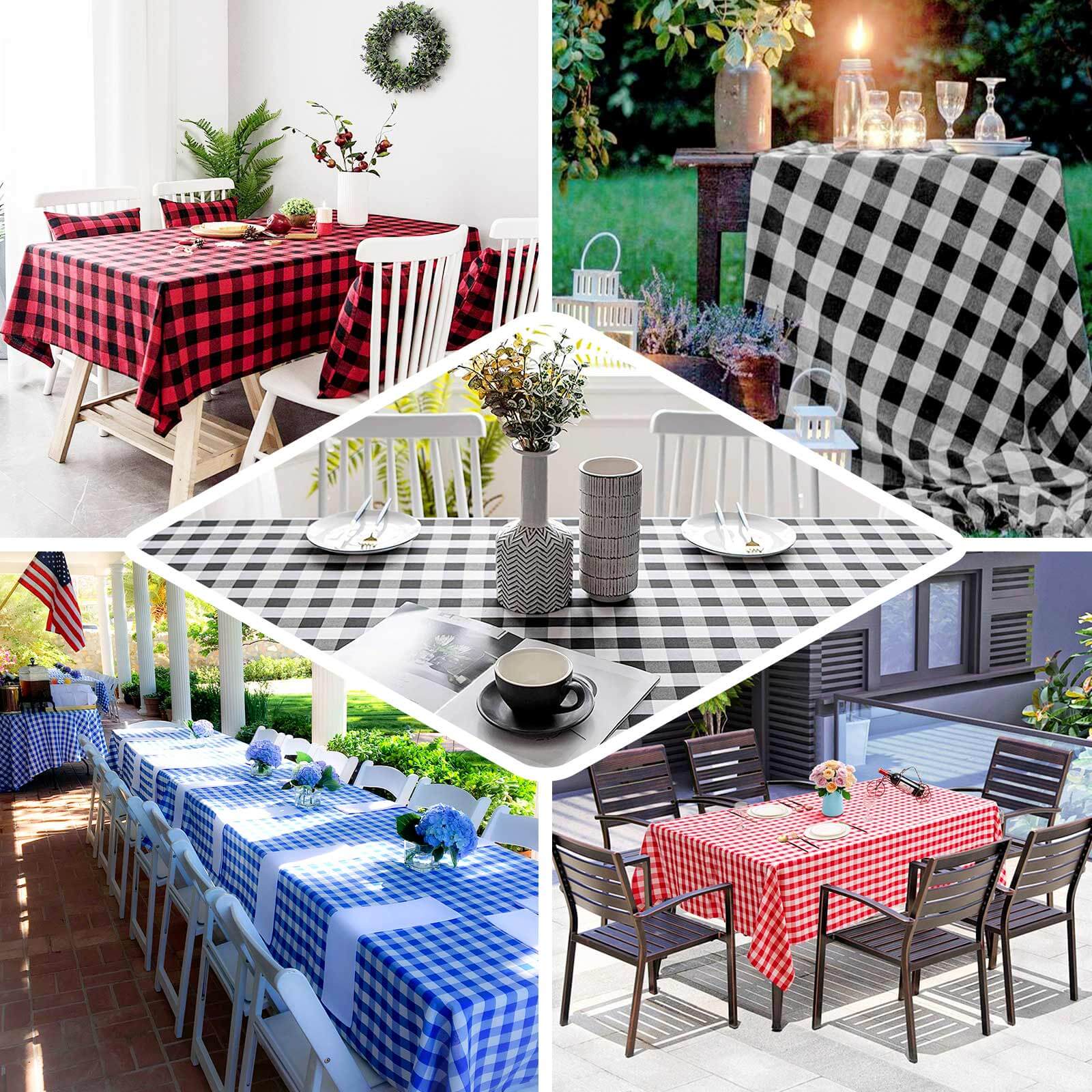 Polyester Rectangle Tablecloth 60"x126" White/Sage Green Checkered Buffalo Plaid Table Cover - Image 5