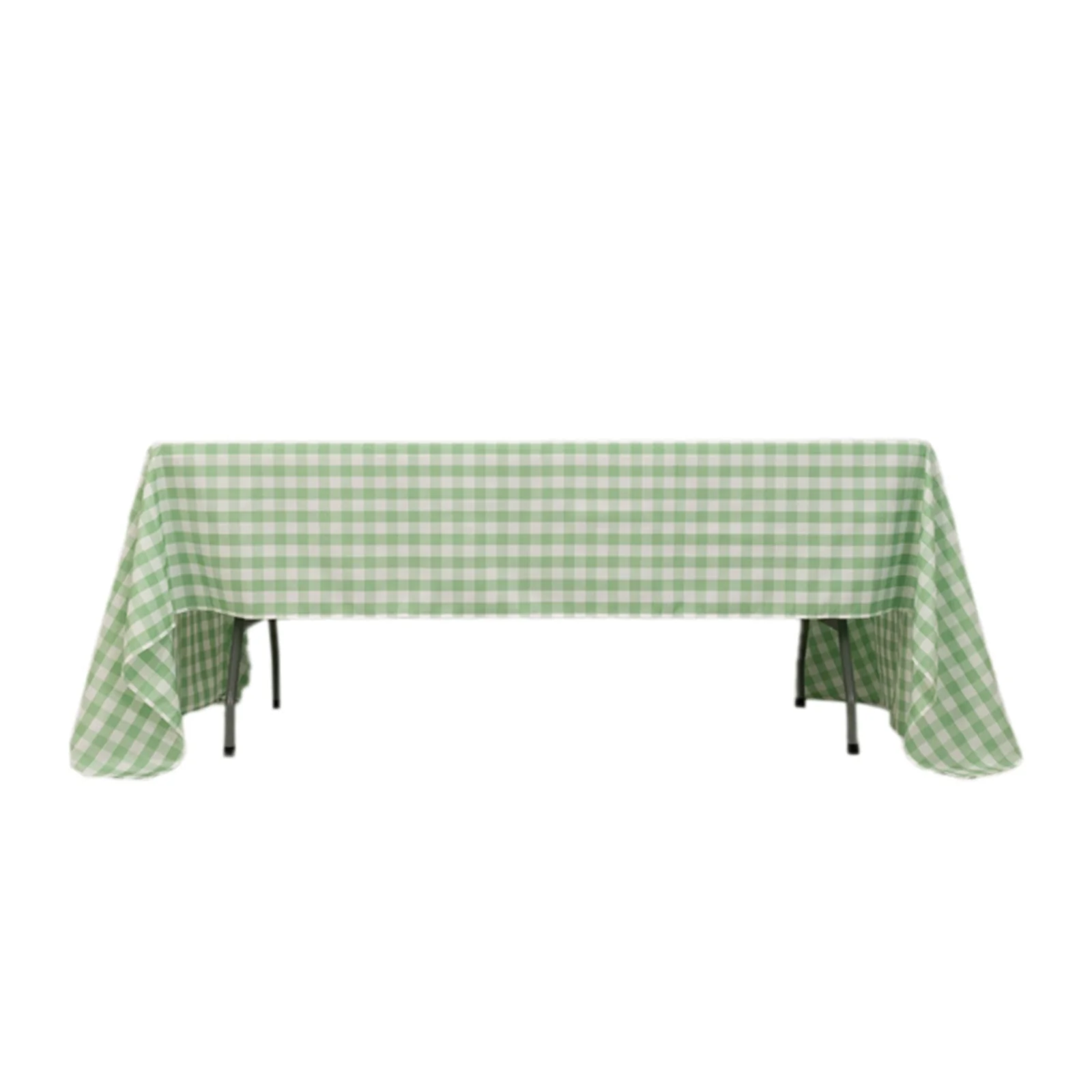 Polyester Rectangle Tablecloth 60"x126" White/Sage Green Checkered Buffalo Plaid Table Cover - Image 6