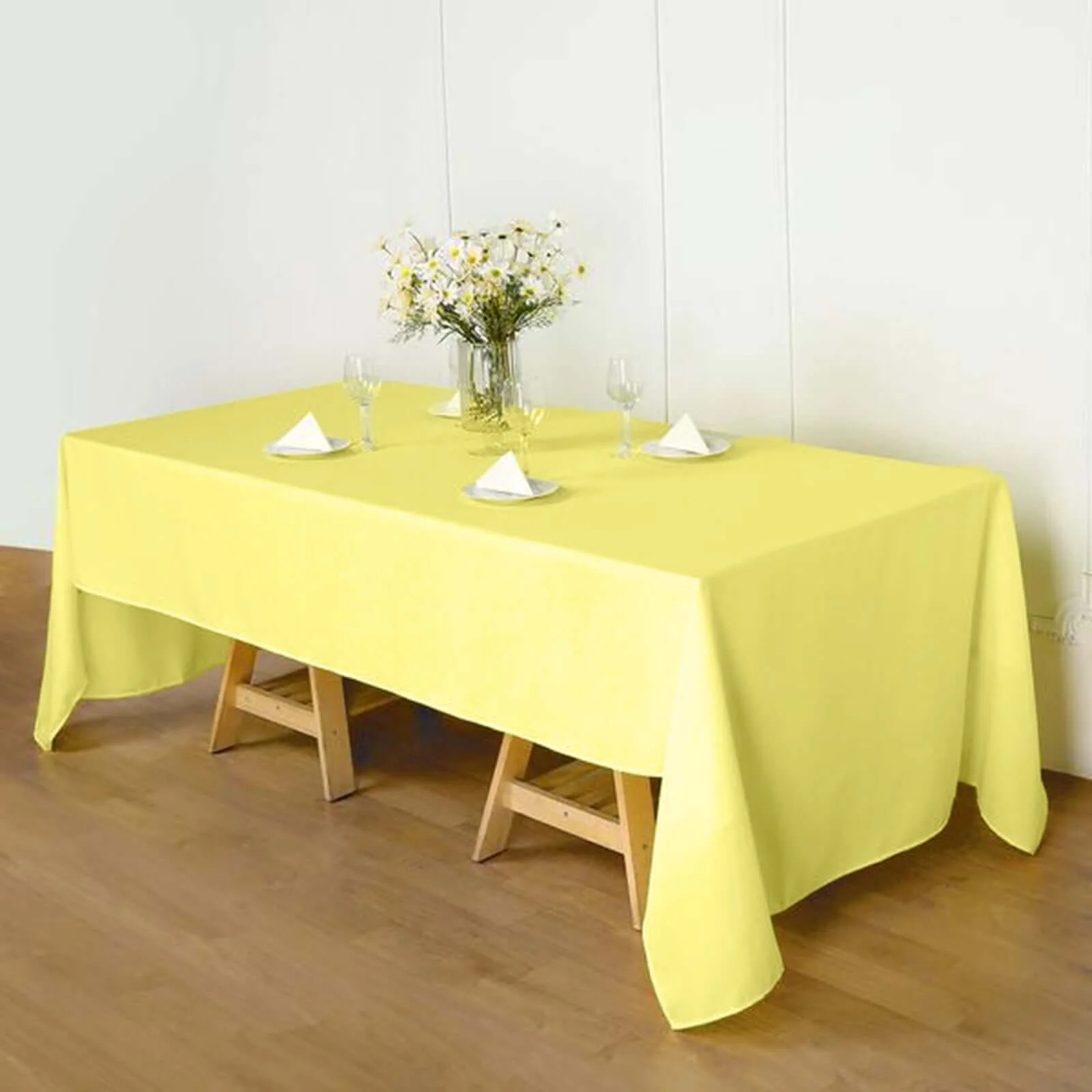 Polyester Rectangle Tablecloth 60"x126" Yellow - Durable & Wrinkle-Resistant Table Cover - Image 5