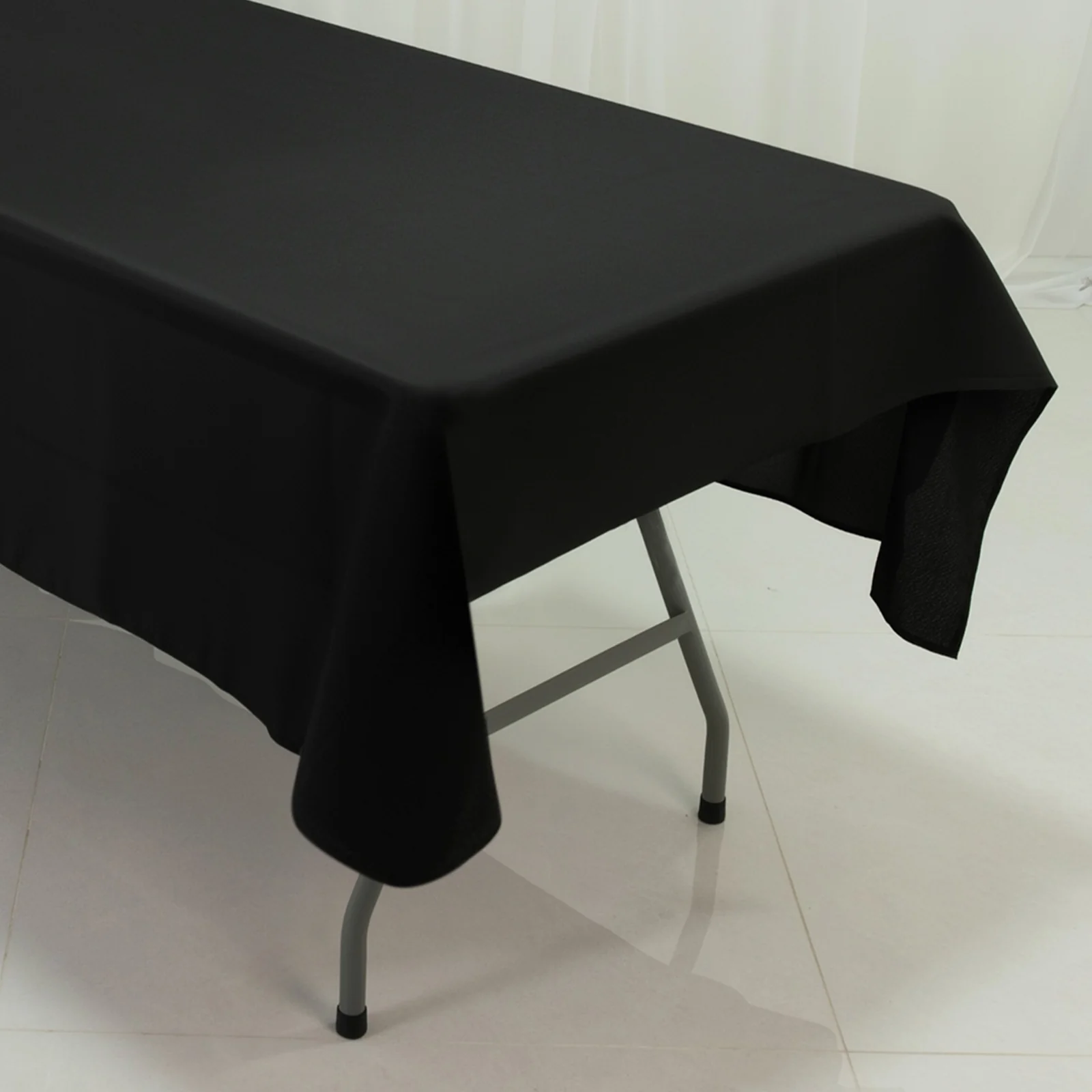 Black Polyester Rectangle Tablecloth 60"×84" – Wrinkle-Resistant, Durable Party / Event Table Cover - Image 2