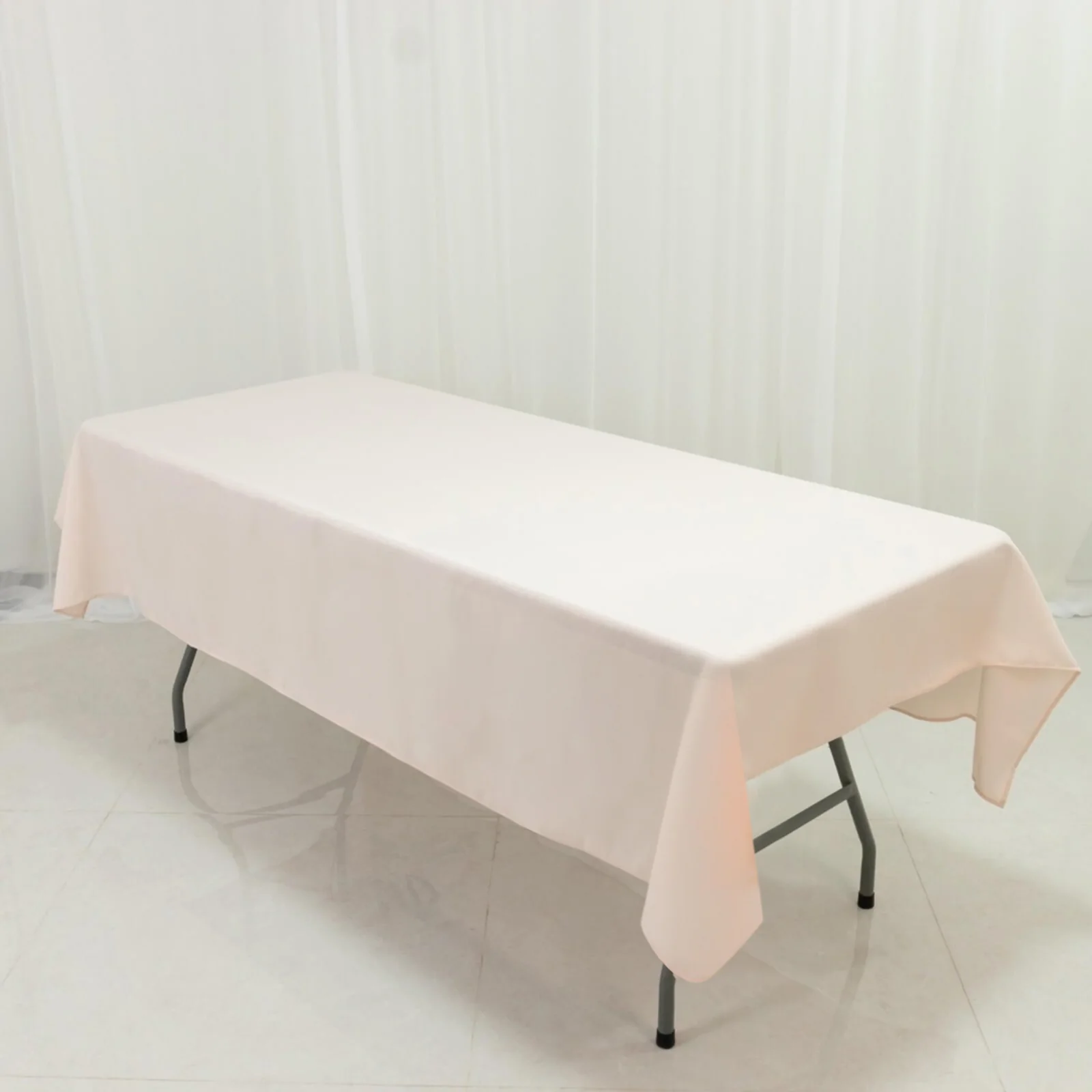 Blush Polyester Rectangle Tablecloth 60"×84" – Wrinkle-Resistant, Durable Party / Event Table Cover