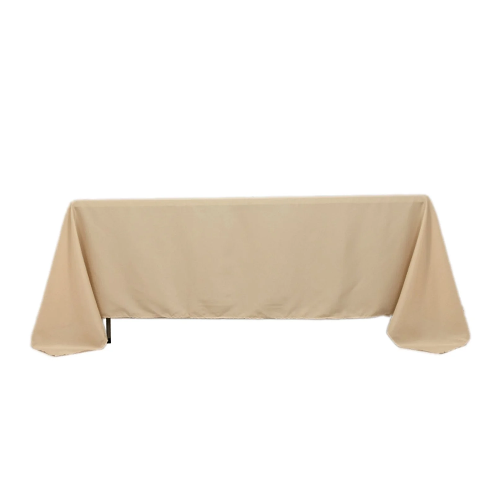 Polyester Rectangle Tablecloth 72"x120" Beige with Wrinkle-Resistant Finish - Reusable Table Cover - Image 3