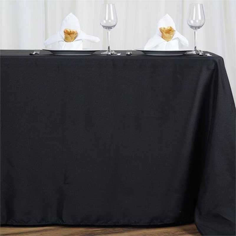 Polyester Rectangle Tablecloth 72"x120" Black with Wrinkle-Resistant Finish - Reusable and Polished Table Cover for Weddings & Events