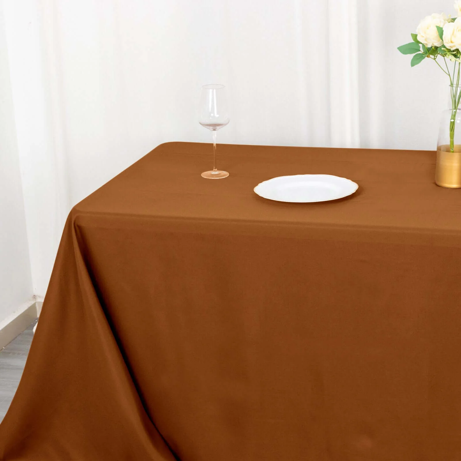 Polyester Rectangle Tablecloth 72"x120" Cinnamon Brown with Wrinkle-Resistant Finish - Reusable Table Cover - Image 10