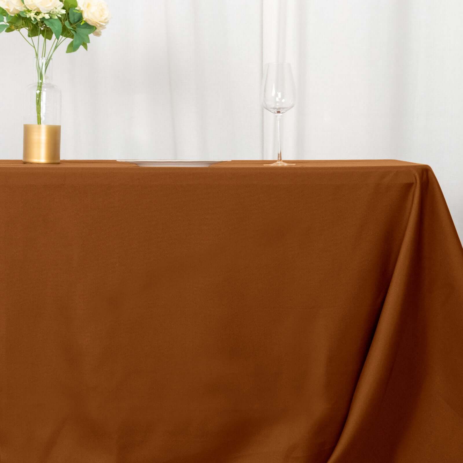 Polyester Rectangle Tablecloth 72"x120" Cinnamon Brown with Wrinkle-Resistant Finish - Reusable Table Cover - Image 11