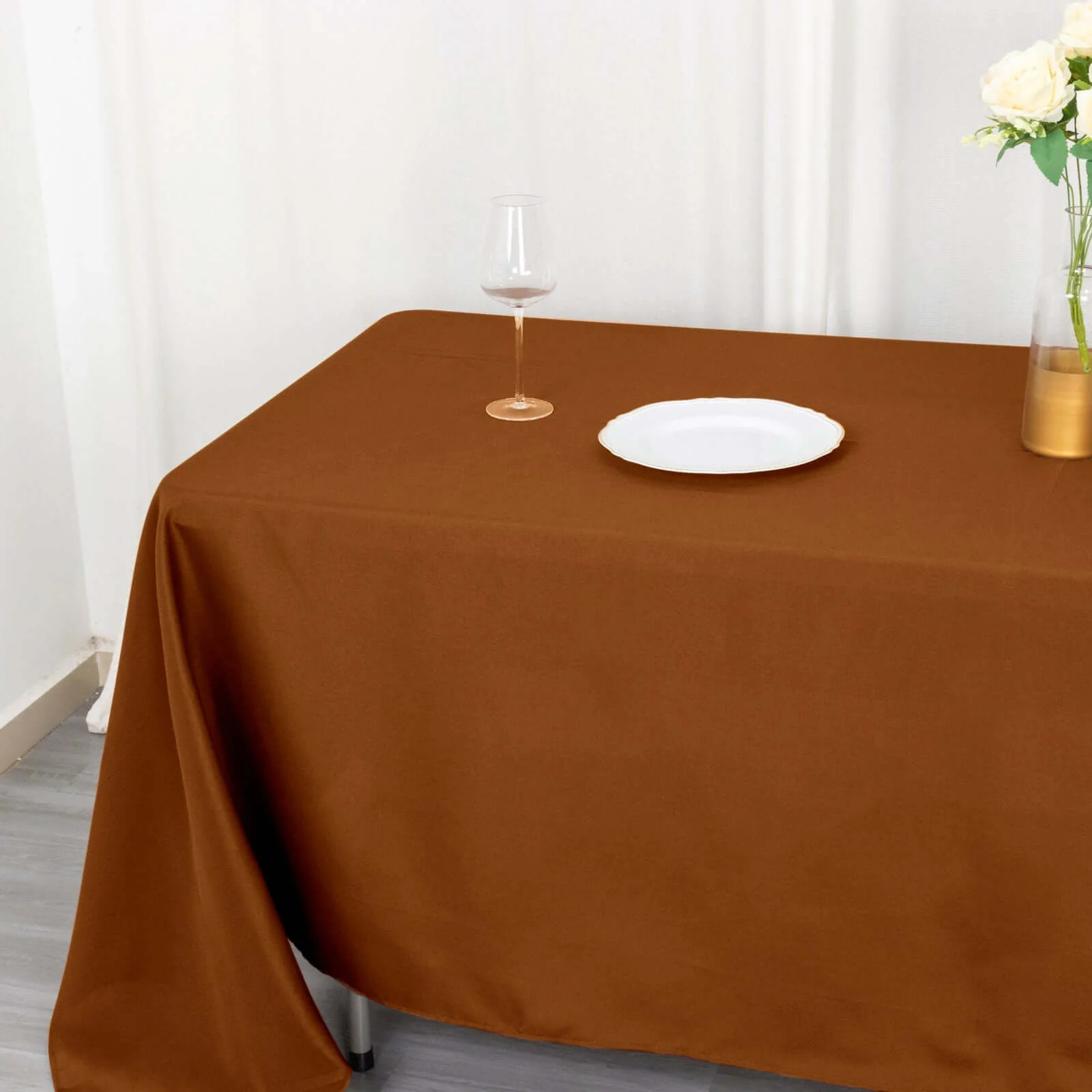Polyester Rectangle Tablecloth 72"x120" Cinnamon Brown with Wrinkle-Resistant Finish - Reusable Table Cover - Image 12