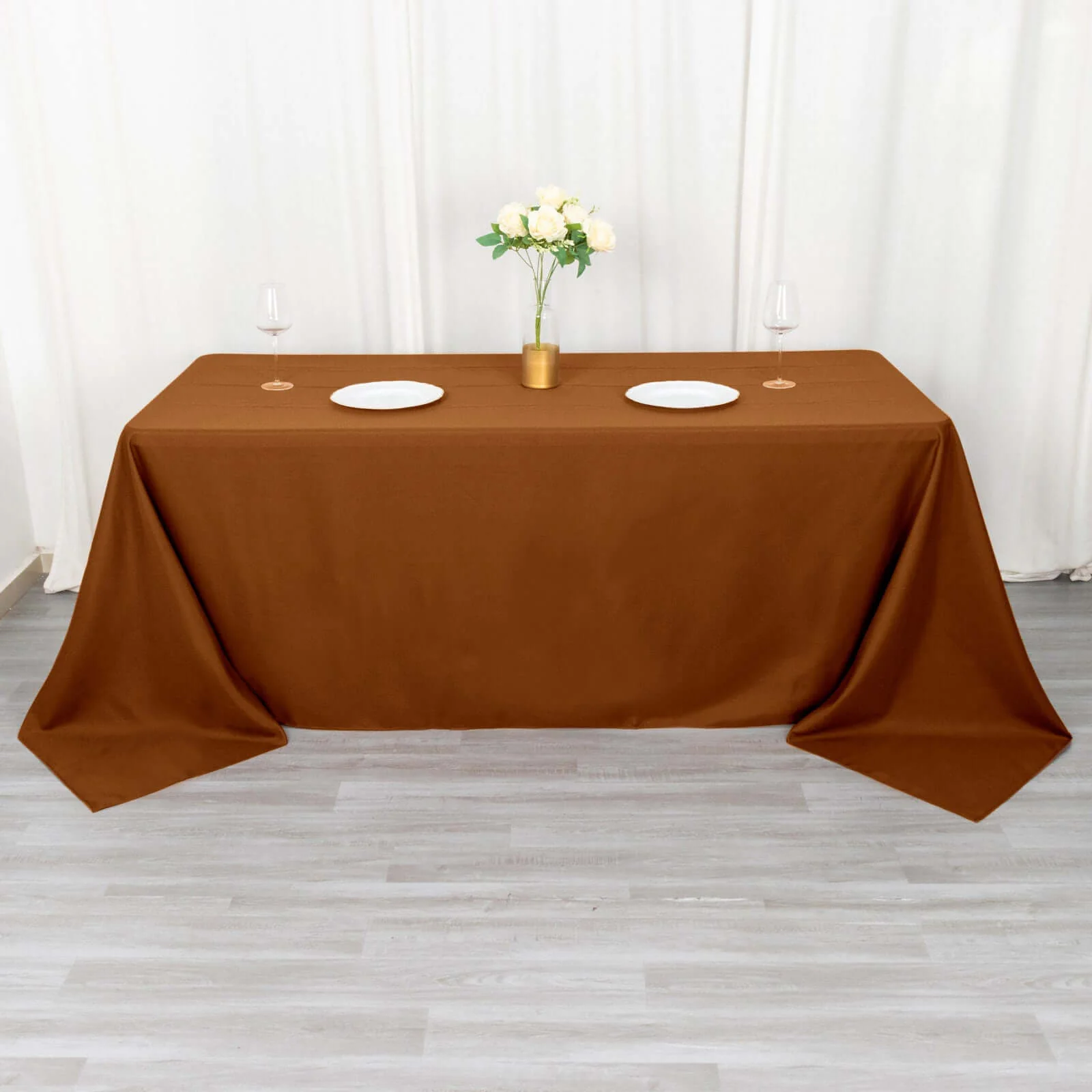 Polyester Rectangle Tablecloth 72"x120" Cinnamon Brown with Wrinkle-Resistant Finish - Reusable Table Cover - Image 14