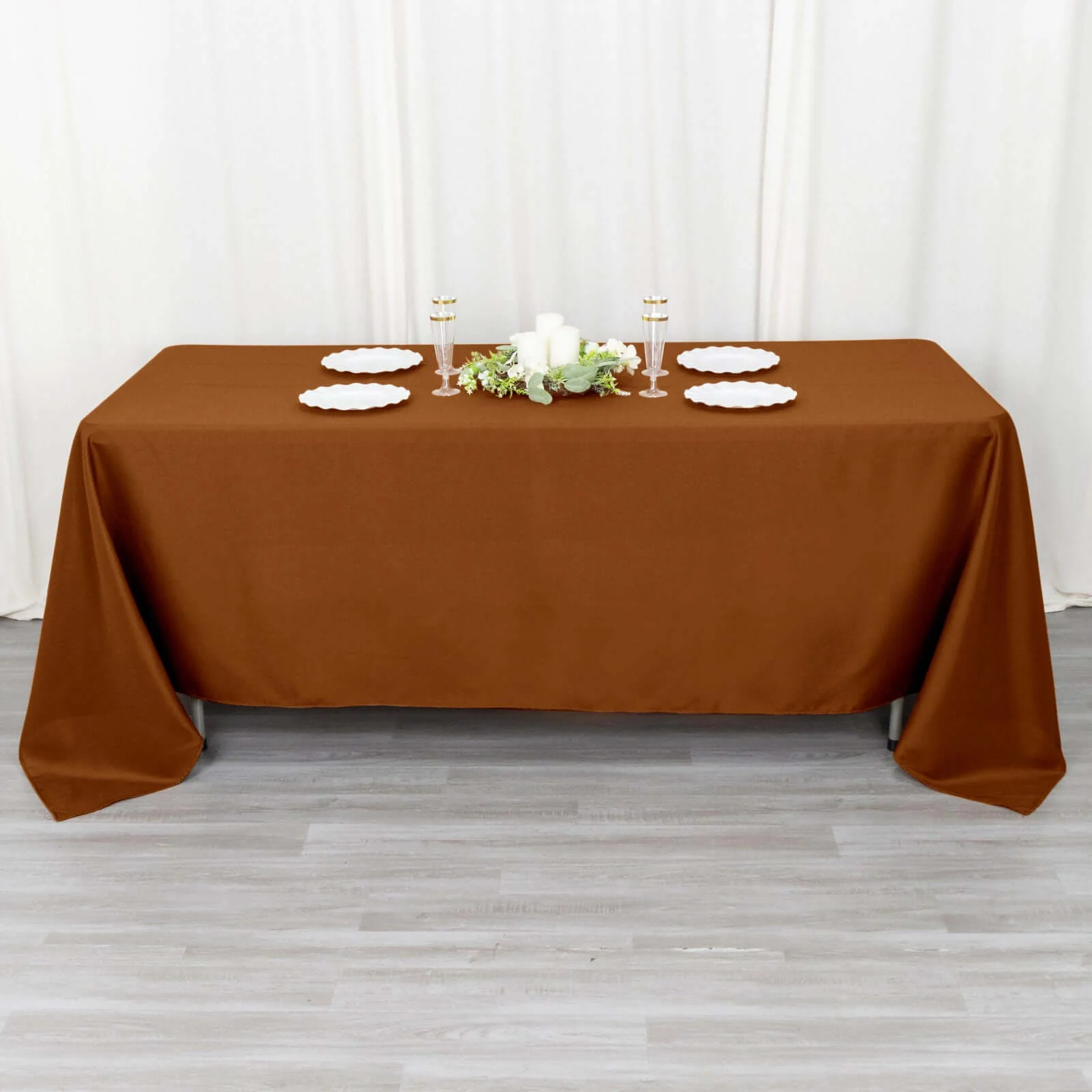 Polyester Rectangle Tablecloth 72"x120" Cinnamon Brown with Wrinkle-Resistant Finish - Reusable Table Cover - Image 6