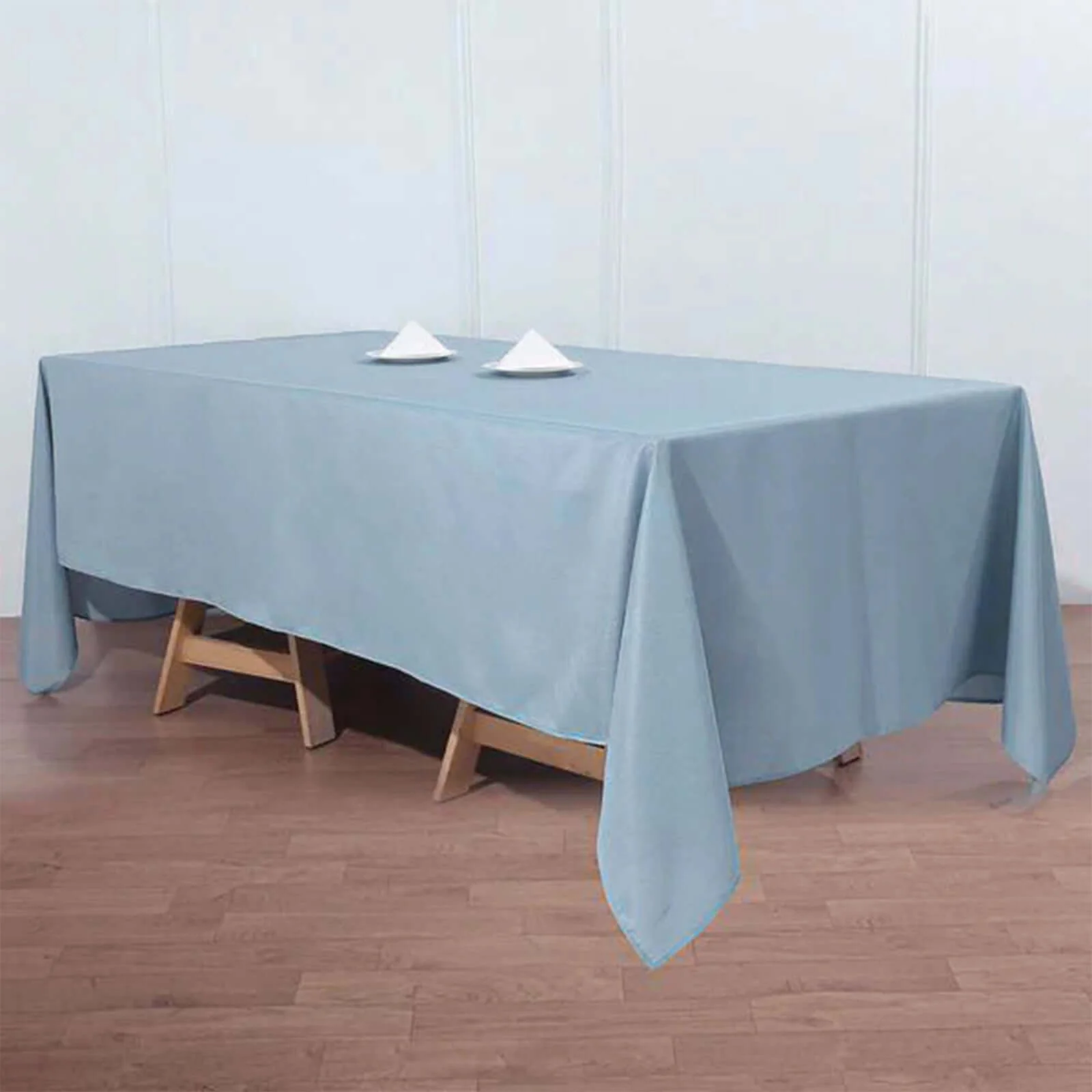 Polyester Rectangle Tablecloth 72"x120" Dusty Blue with Wrinkle-Resistant Finish - Reusable Table Cover - Image 2