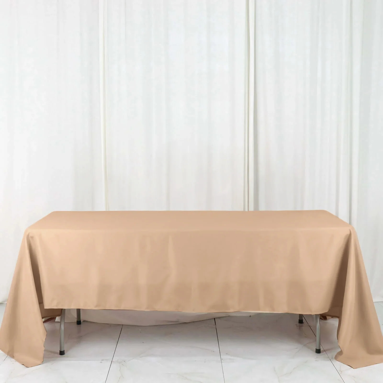 Polyester Rectangle Tablecloth 72"x120" Nude with Wrinkle-Resistant Finish - Reusable Table Cover