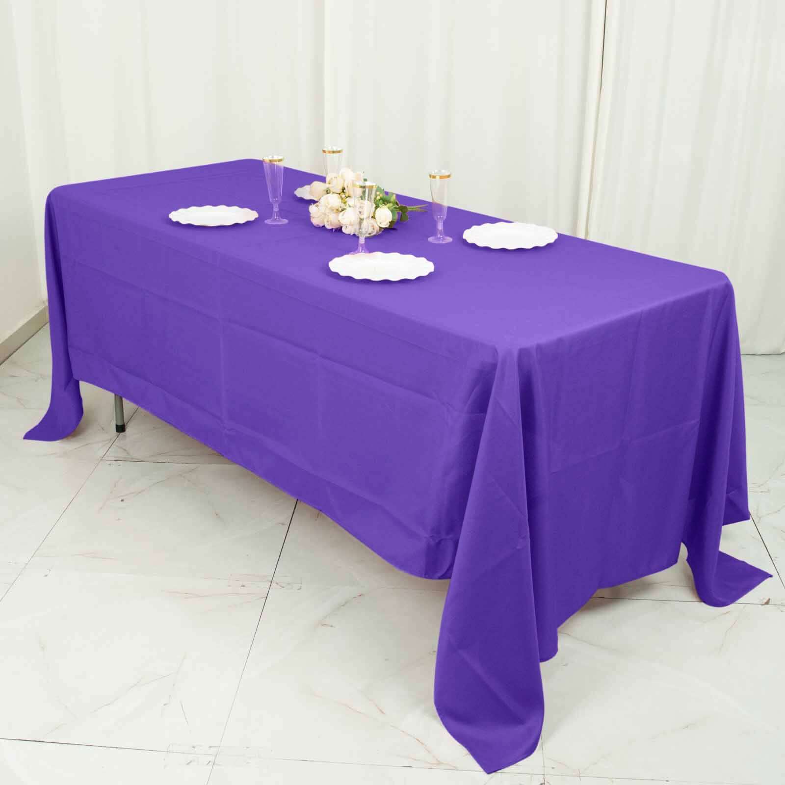 Polyester Rectangle Tablecloth 72"x120" Purple with Wrinkle-Resistant Finish - Reusable Table Cover - Image 3