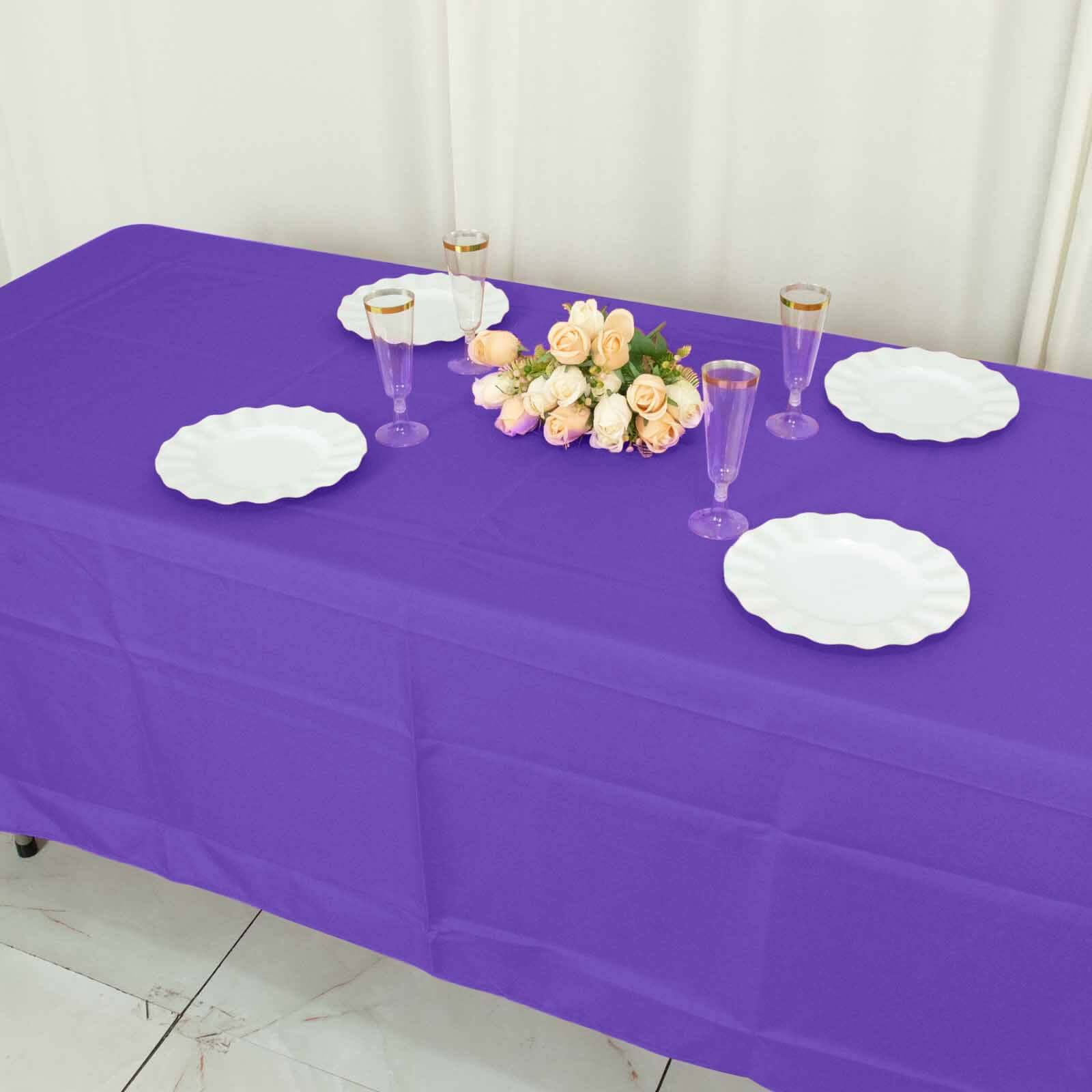 Polyester Rectangle Tablecloth 72"x120" Purple with Wrinkle-Resistant Finish - Reusable Table Cover - Image 8