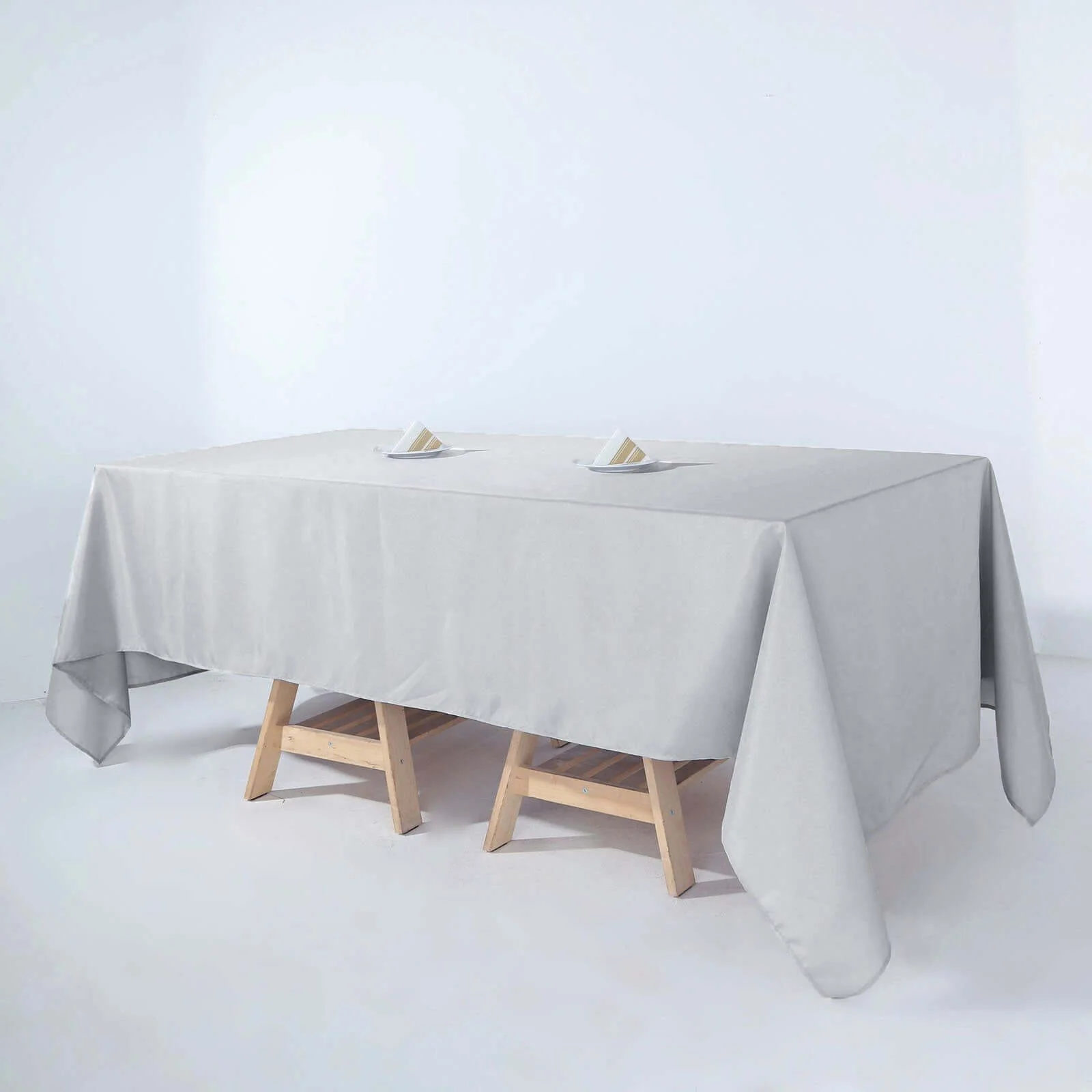 Polyester Rectangle Tablecloth 72"x120" Silver with Wrinkle-Resistant Finish - Reusable Table Cover - Image 2