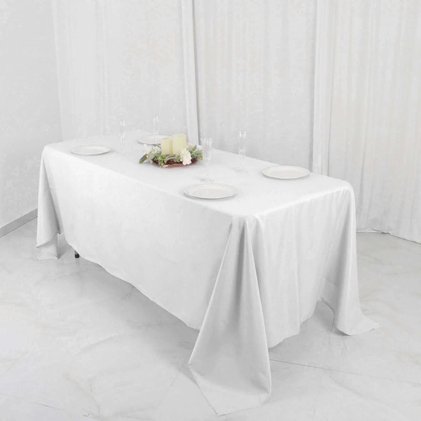 Polyester Rectangle Tablecloth 72"x120" White with Wrinkle-Resistant Finish - Reusable and Polished Table Cover for Weddings & Events - Image 3
